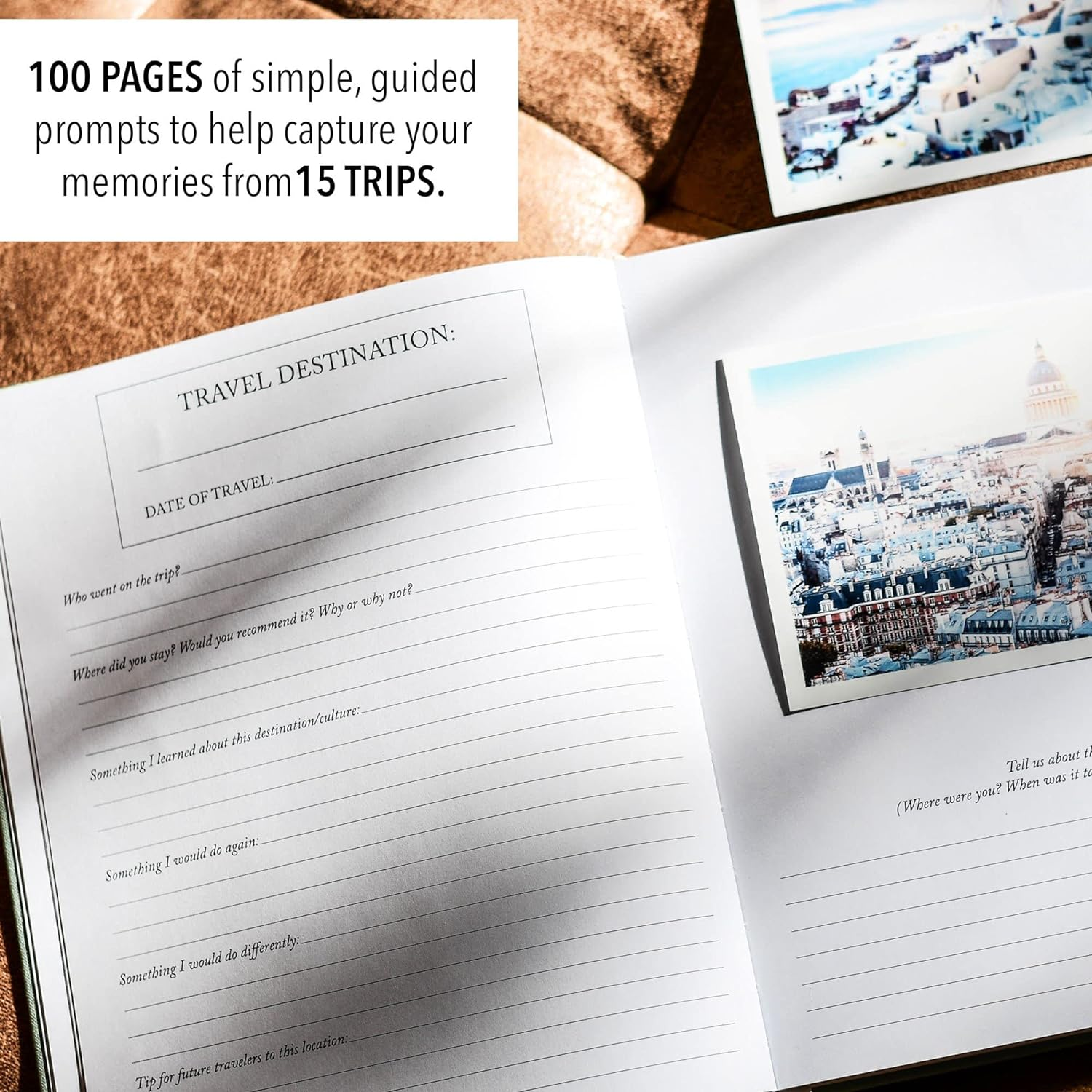 DUNCAN & STONE PAPER CO. Travel Journals for Women, Men (Sage Green, 110 Pages) &ndash; World Trip Adventure Book to Record Trips &ndash; Great, Fun Travel Bucket List Journal - Travel Gifts image number 2