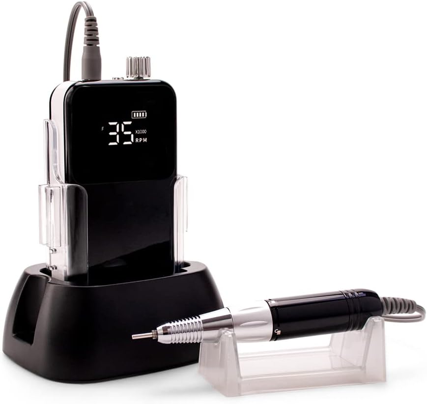 KIARA SKY Nail Drill-Portable Professional Drill-Electric File-Polishing, Removal-For Salon Home (Premium Brushless Motors, White)