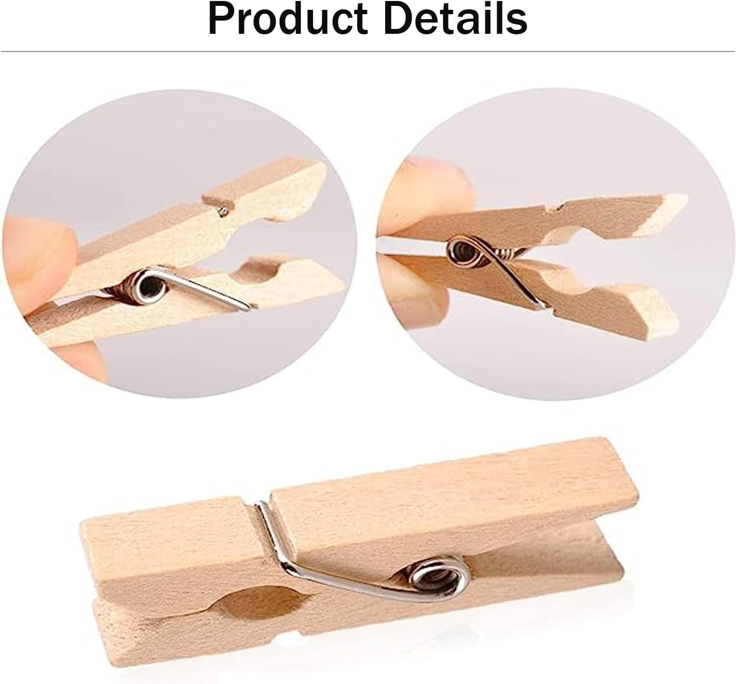 Yqkangzhu 50Pcs Wooden Clothes Pegs, 7.2Cm Large Clothes Pins, Strings Laundry Clothespins, Photo Paper Clips, Heavy Duty Drying Clothes Rack, Storage Clip for Hanging Cards Picture Arts Decoration image number 6