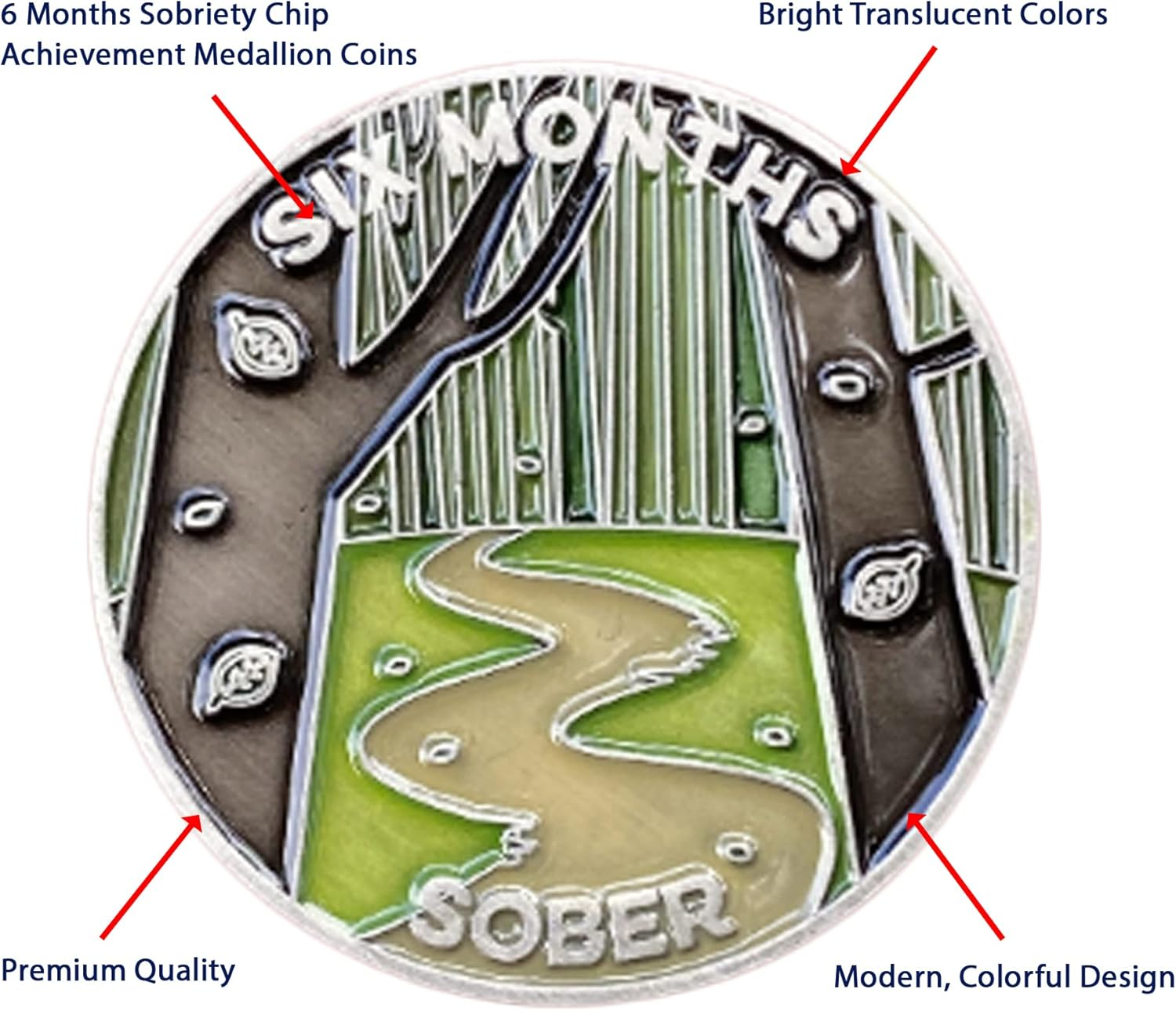 The Achieve Mint 6 Months Sober Token | Six Months Sobriety Chip | Non-Aa, Non-Religious Medallions for Men and Women Celebrating Sobriety image number 4