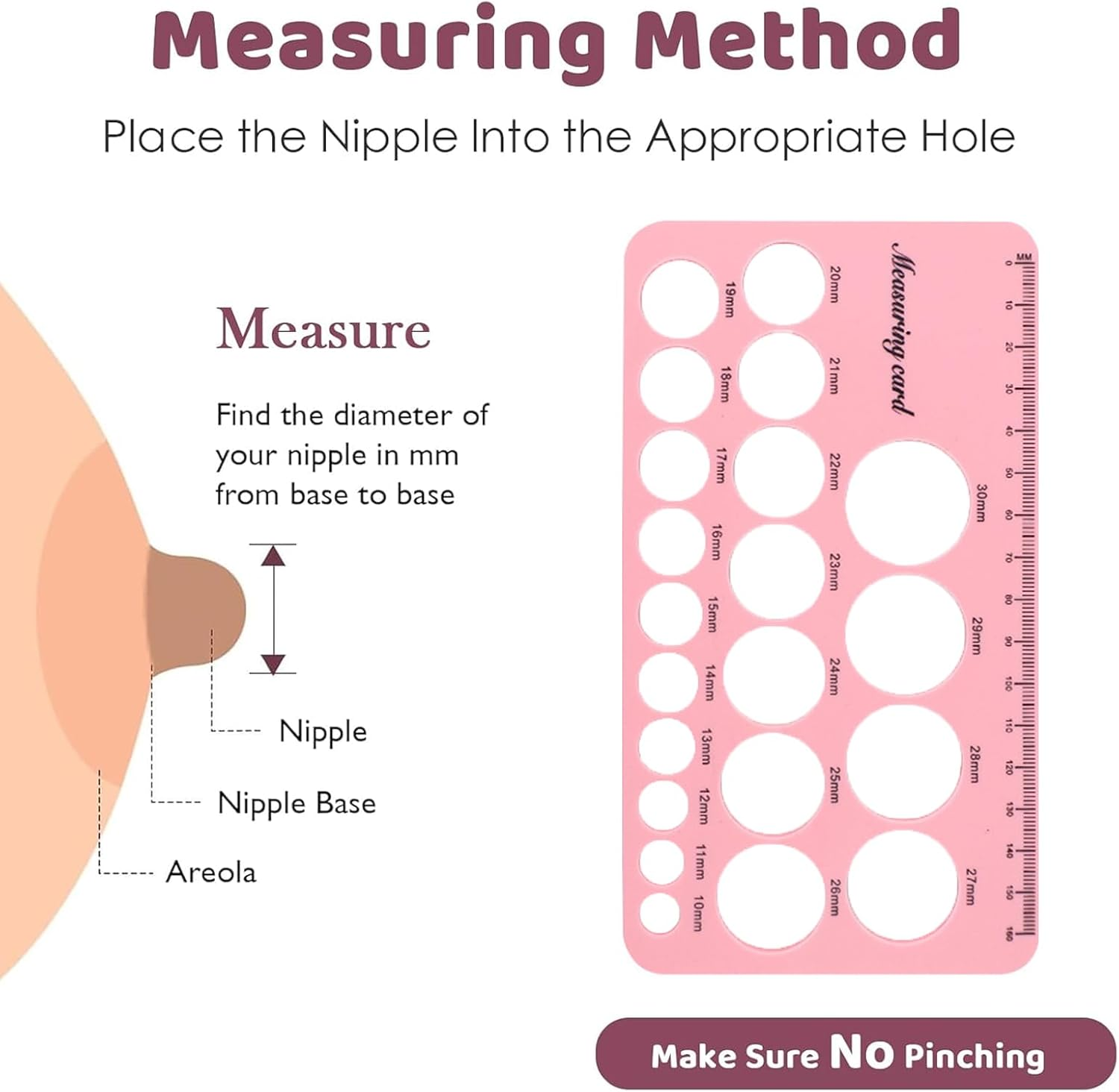 Weidllys Flange Sizing Kit with 10PCS Flange Inserts 13/15/17/19/21Mm and Nipple Measurement Tool for Flanges, Silicone Breast Pump Flange Insert Kit for 24Mm Most Pumps image number 1