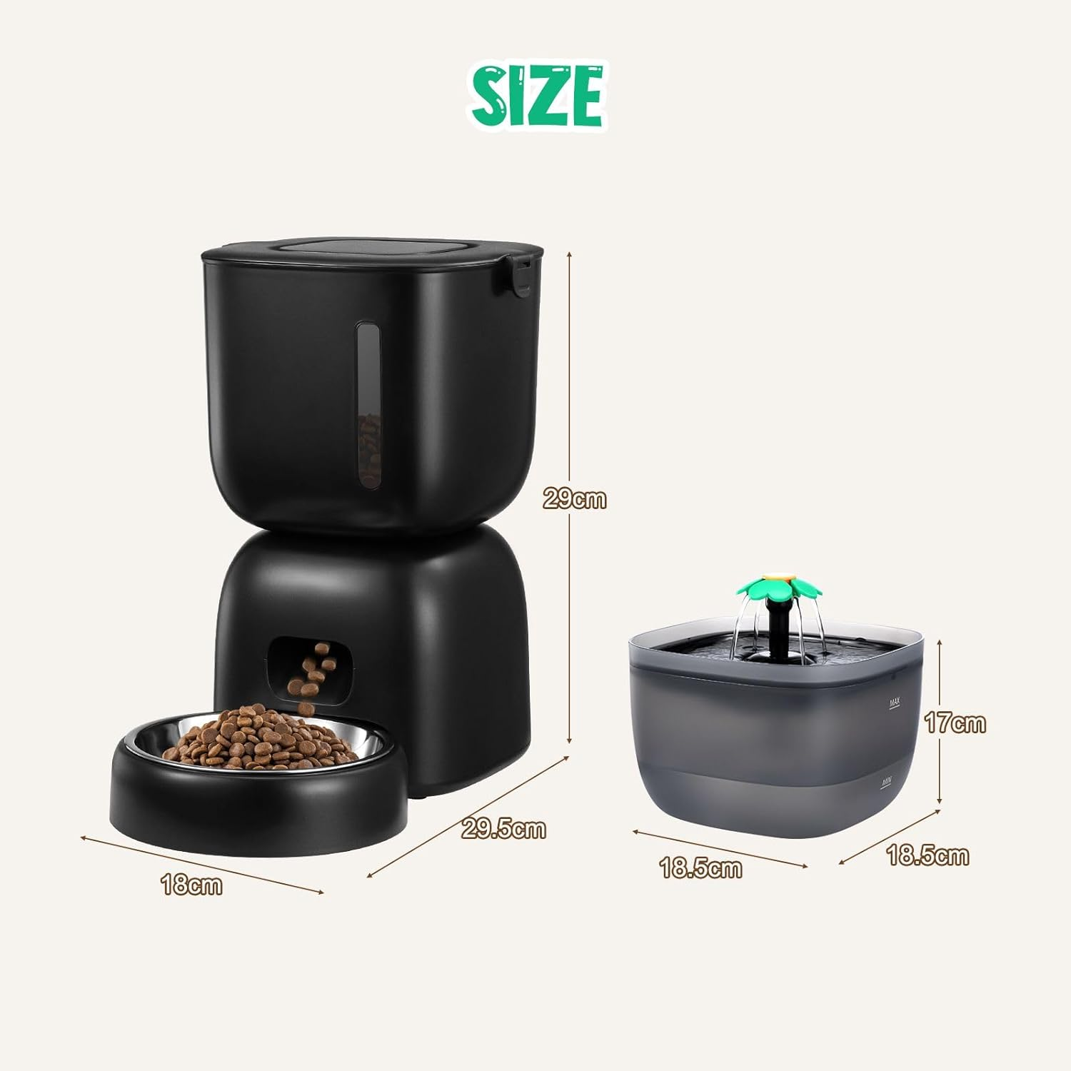 Pet Scene Pet Cat Feeder with 3L Food 2L Water Dispenser Dog Feeding Drinking Fountain Automatic Drinker Waterer Timed 10S Voice Recorder 4 Daily Meals Bowl image number 2