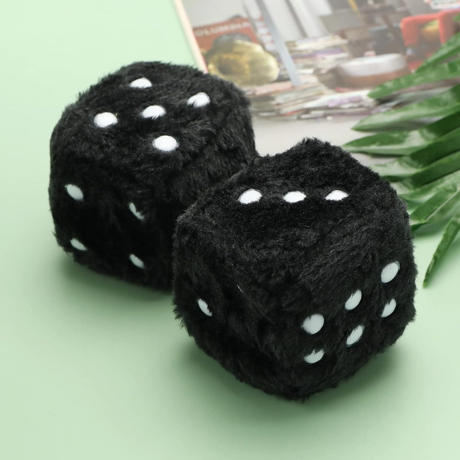 ZUJIACUN 6Cm Car Hanging Plush Dice Soft Dice Decoration with Suction Cup Hanging Decoration Hanging Dice Pendant with Point Hanging Decoration for Car Interior Home Office image number 1