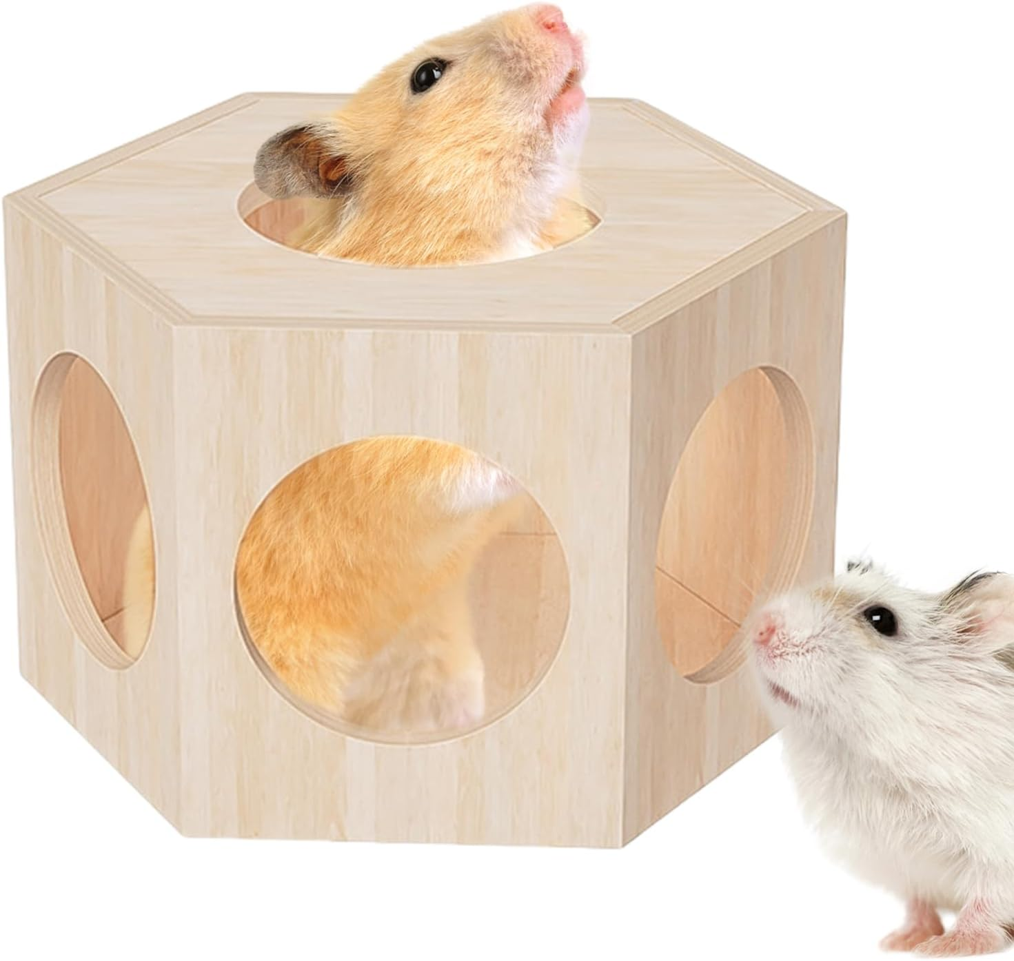 Hamster Cage Hide Out, Wooden Hamster Toys, Small Animal Cage Accessories Pet Supplies Maze D&eacute;cor for Gerbil Mice Chinchilla Guinea Lemmings image number 3