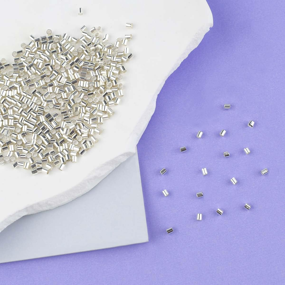 500 Pieces Tube Crimp Beads for Jewelry Making 2MM Crimping Beads for DIY Necklace Earring Bracelet Crimp Stopper Silver Tube Crimp End Brass Crimp Tube Spacer Tiny Loose Crimp Tube Bead (Silver) image number 4