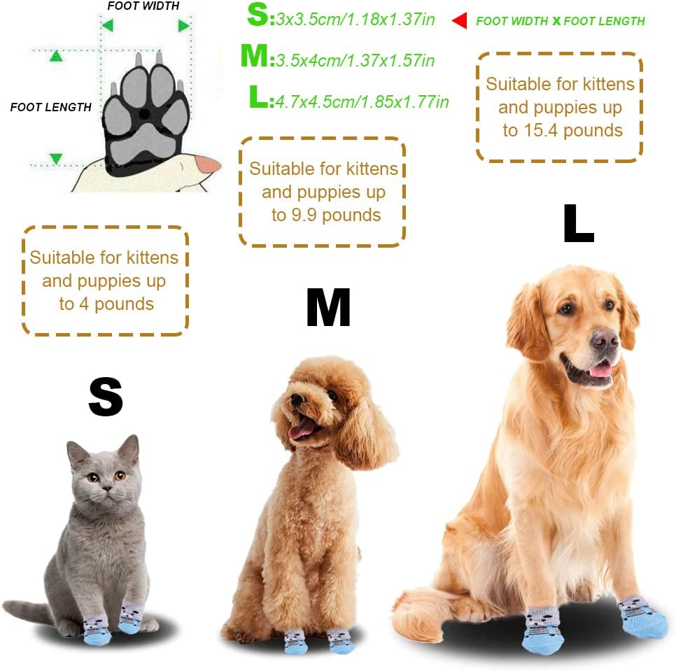 4 Pairs Anti-Slip Dog Socks&Cat Socks with Rubber Reinforcement and 8 Small Straps, Pet Paw Protector for Hardwood Floors, Indoor Wear Style 2(S) image number 5