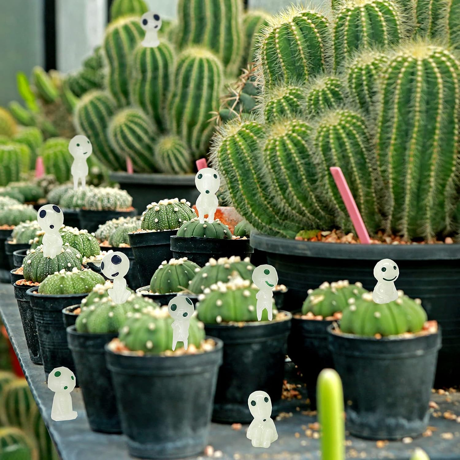 DARUNAXY 10PCS Luminous Ghost Tree Elves Miniature Garden Gnome Glow in Dark Resin Fairy Garden Accessories for Micro Landscape Outdoor Patio Terrace Balcony Yard Decoration(10Pcs Green) image number 4