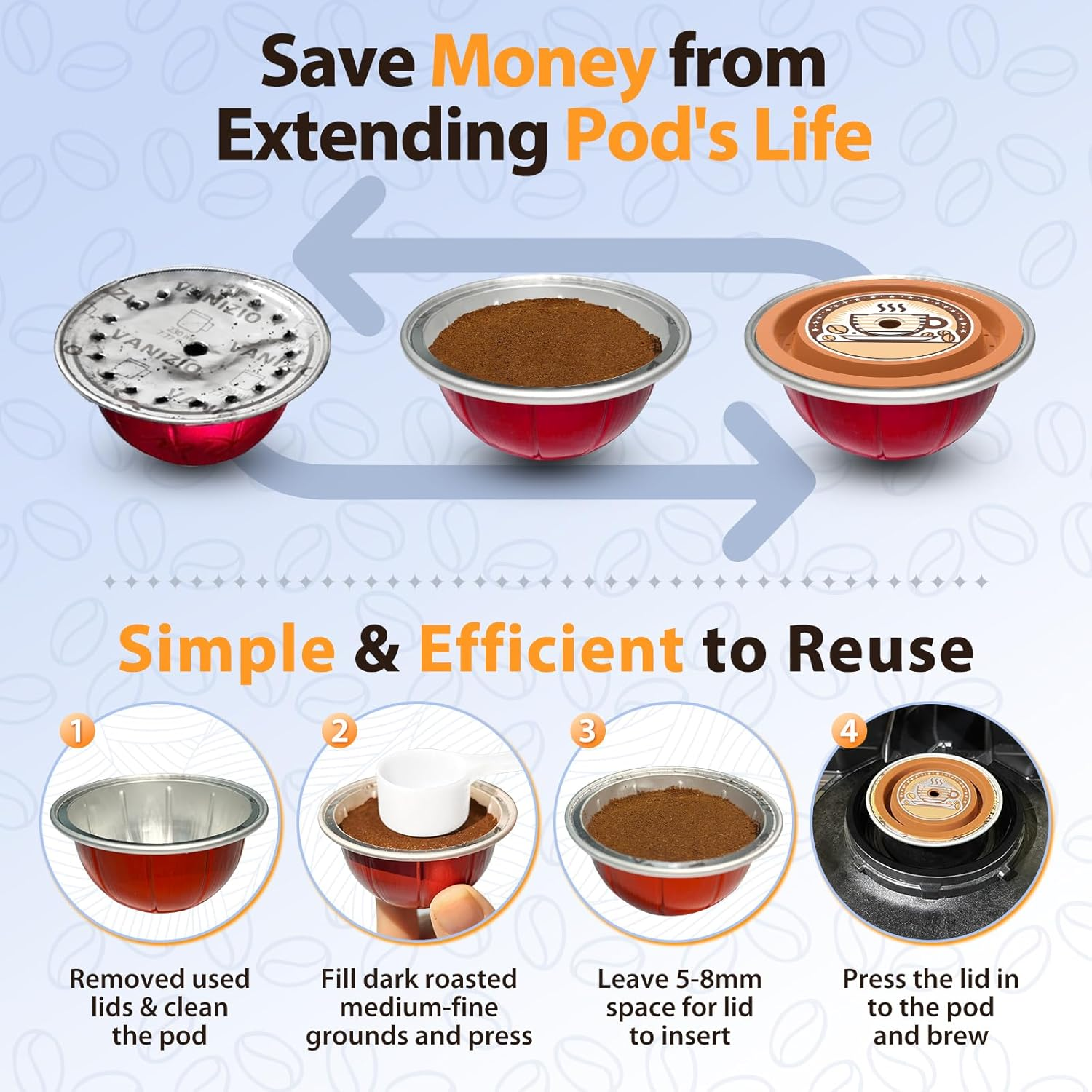 AANQQ Reusable Lids for Nespresso Pods Vertuo, 6Pcs Food Grade Silicone Caps for Any Sizes of Reusable Nespresso Vertuo Pod Refillable Vertuo Capsule (6PCS Silicone Vertuo Lids) image number 2