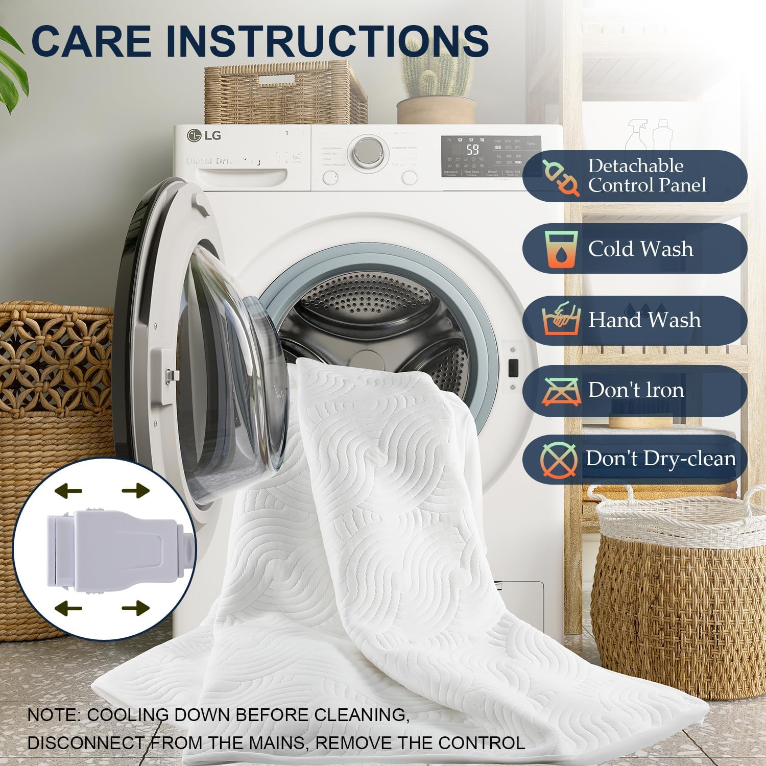 Dual Control Electric Blanket King Fitted - 182X203Cm Air Layer Heated Underblanketr with 10 Heat Settings Controller & 1-9 Hrs Auto Off,Deep Pocket Bed Warmer,Machine Washable image number 1