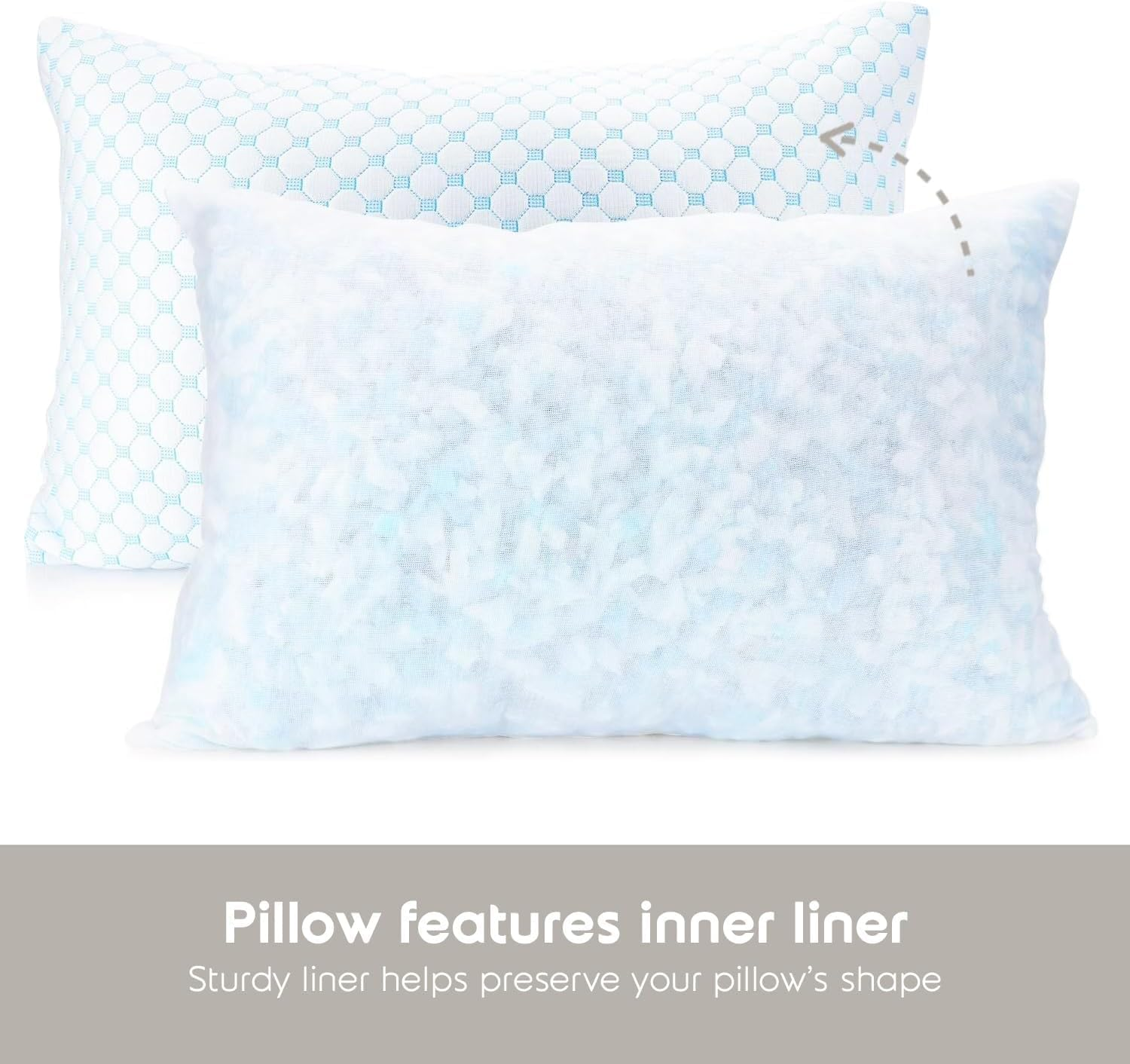 TARODEA Cooling Pillows Queen Size Set of 2, Memory Foam Pillows with Zipper, Adjustable Firmness for Sleeping Cool Cold Pillow to Hot, Side, Back and Stomach Sleepers (Queen 51X76Cm) image number 6