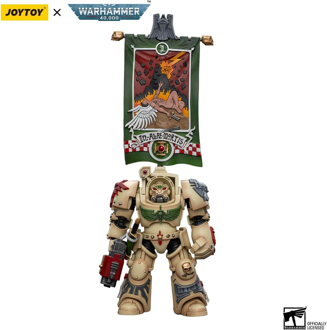 Joytoy Warhammer Collectibles: 1/18 Scale Dark Angels Deathwing Ancient with Company Banner Action Figure) image number 1
