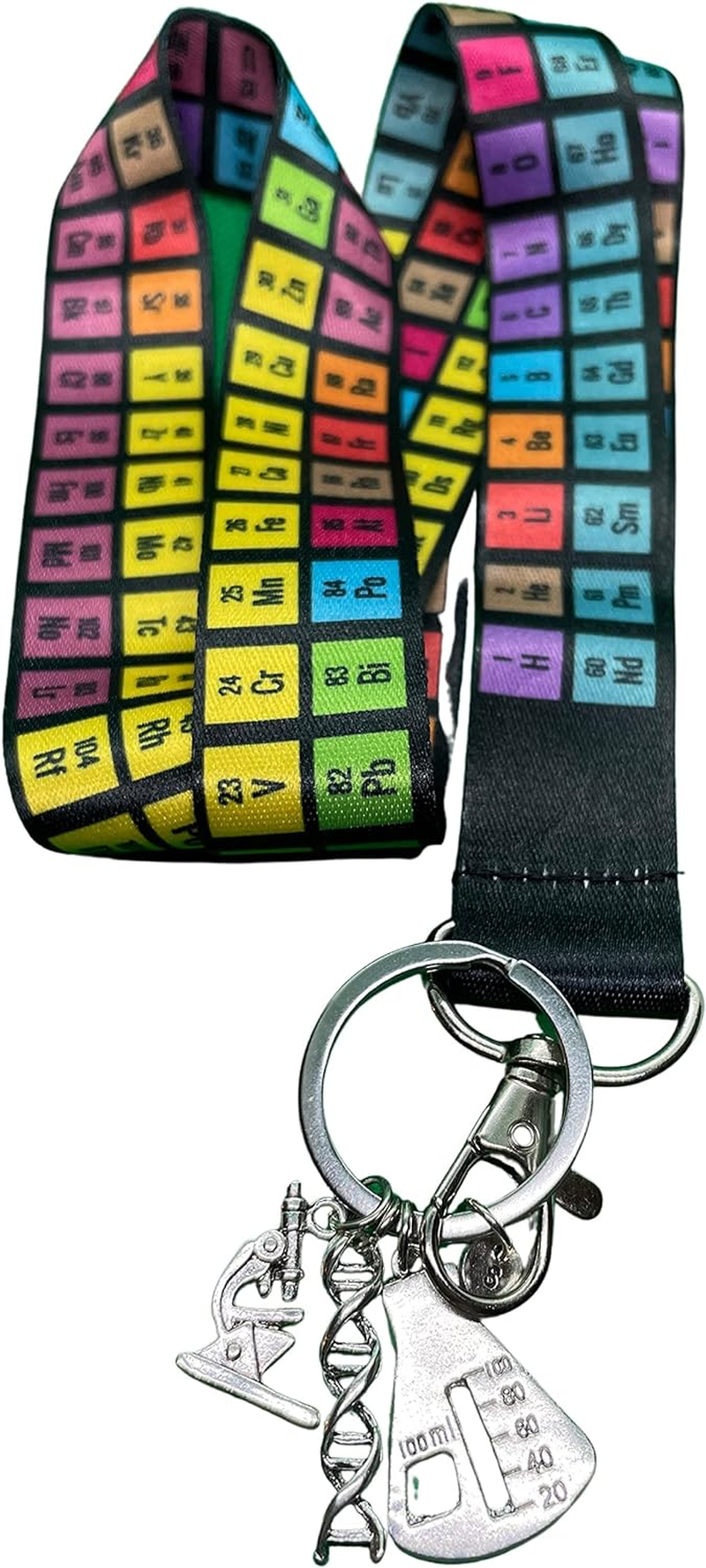 Zastic! Periodic Table of Elements Lanyard - Perfect Chemistry Gift & Great for Science Teachers - 18 Inches Long with Nerdy Keychain Charm, Black image number 2