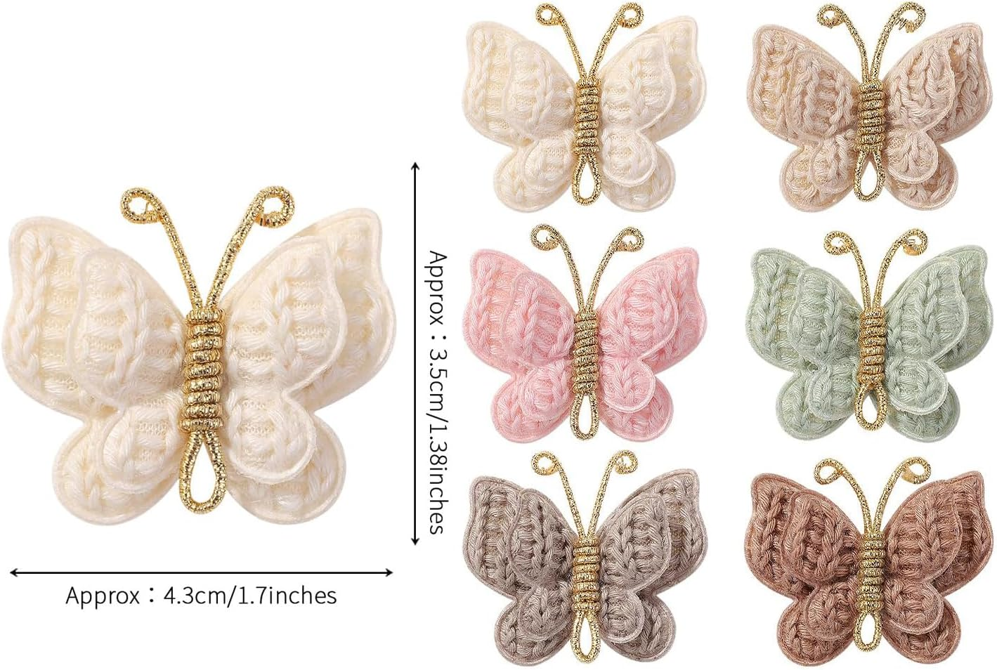 Shengsenfu 12 PCS Baby Hair Clips for Girls - Handmade Crochet Butterfly Barrettes with Soft Alligator Clips, 6 Color Cute Hair Accessories for Toddlers & Little Kids, Non-Slip Baby Hair Clips image number 2