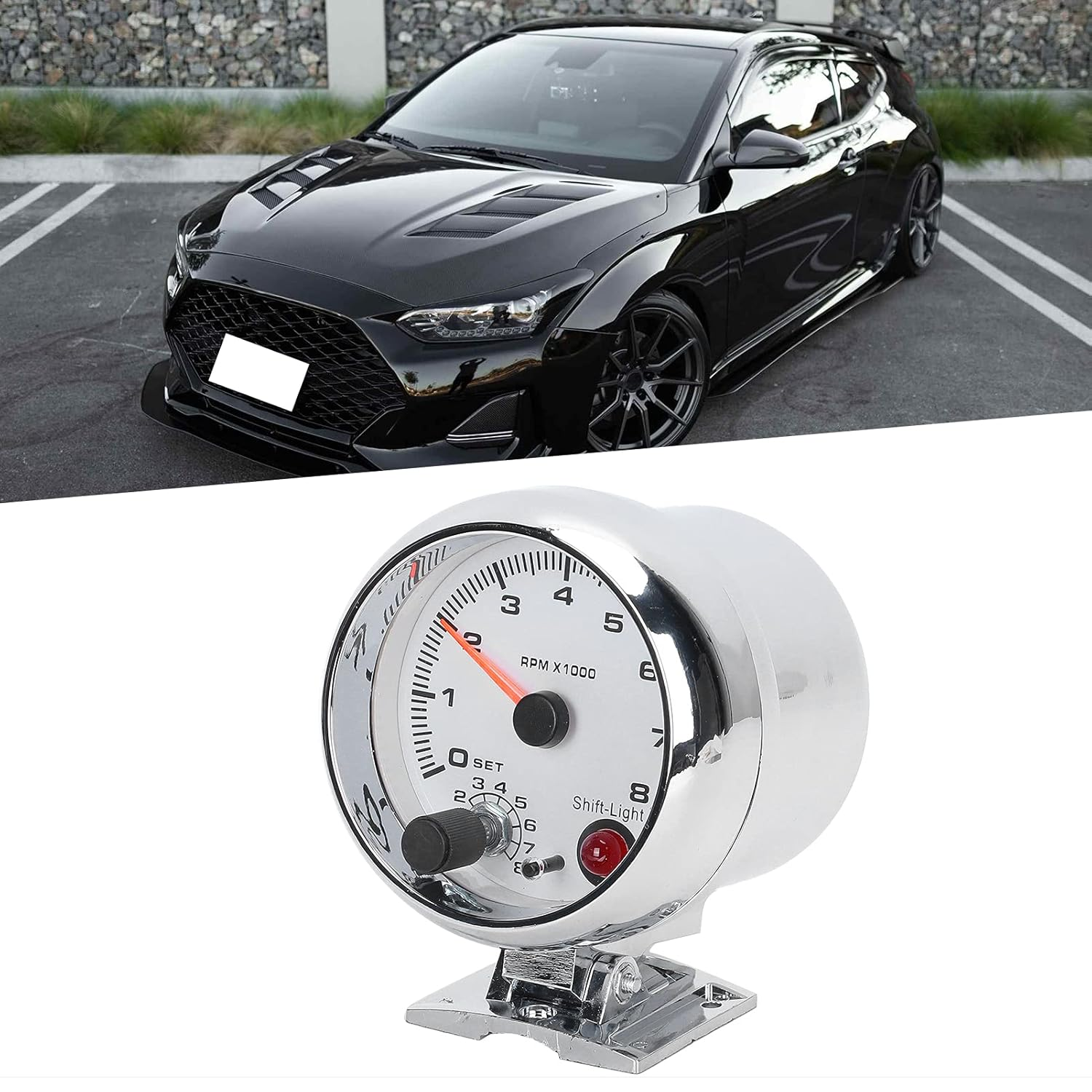 Tachometers Electrical Tachometer 3.75In 0‑8000 RPM 7 Color Background Lights for 4/6/8 Cylinder 12V Gasoline Powered Vehicles Tachometer Tachometer with Shift image number 5