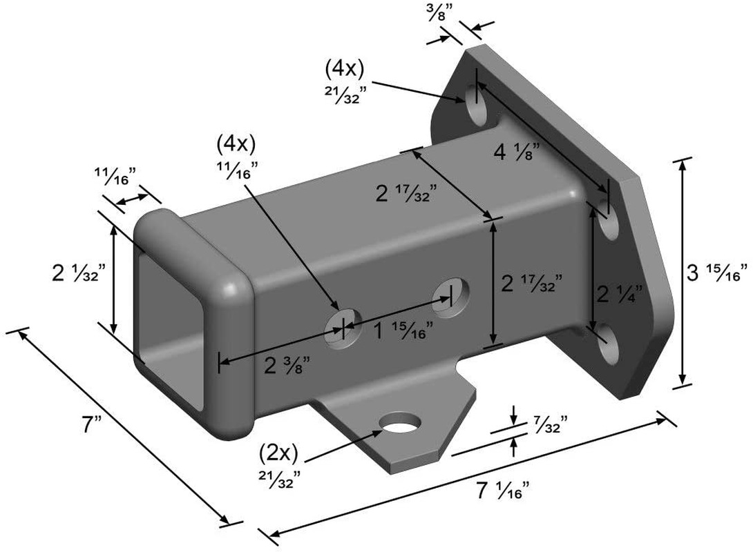Quick Products QP-HS5839 Bolt-On Receiver Tube - 2", Black