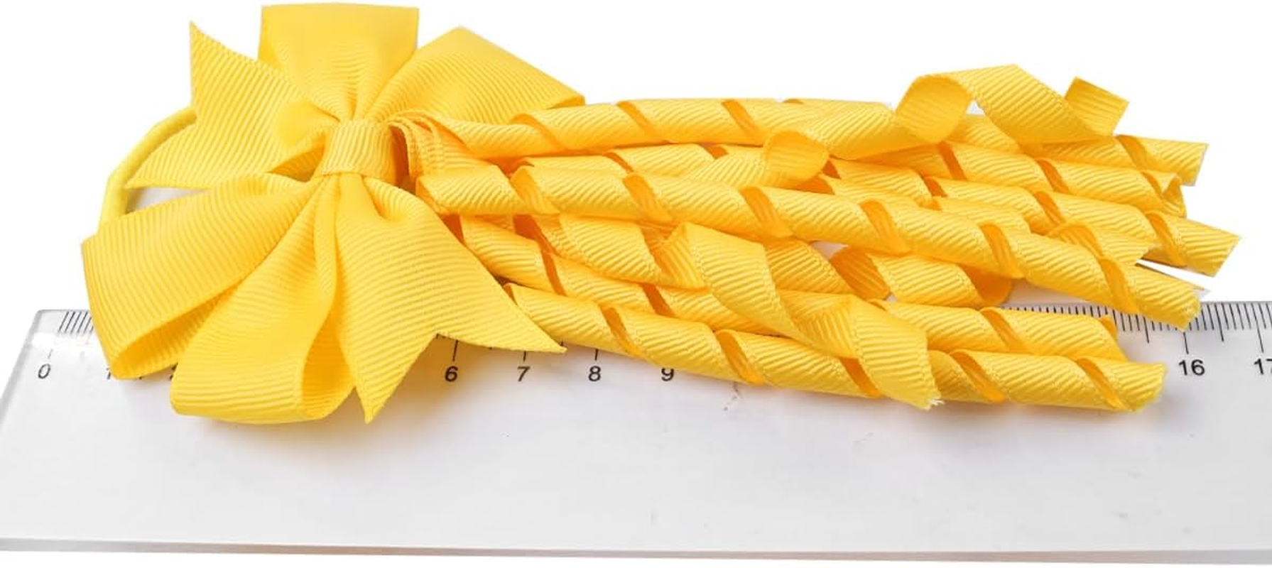 Laroal 2 Pcs Hair Bow Spiral Streamers &ndash; Curly Bow Hair Bands, Ponytail Holders, Hair Ribbons, Bobbles for Girls, Toddler, School, Party Accessories &ndash; Yellow image number 2