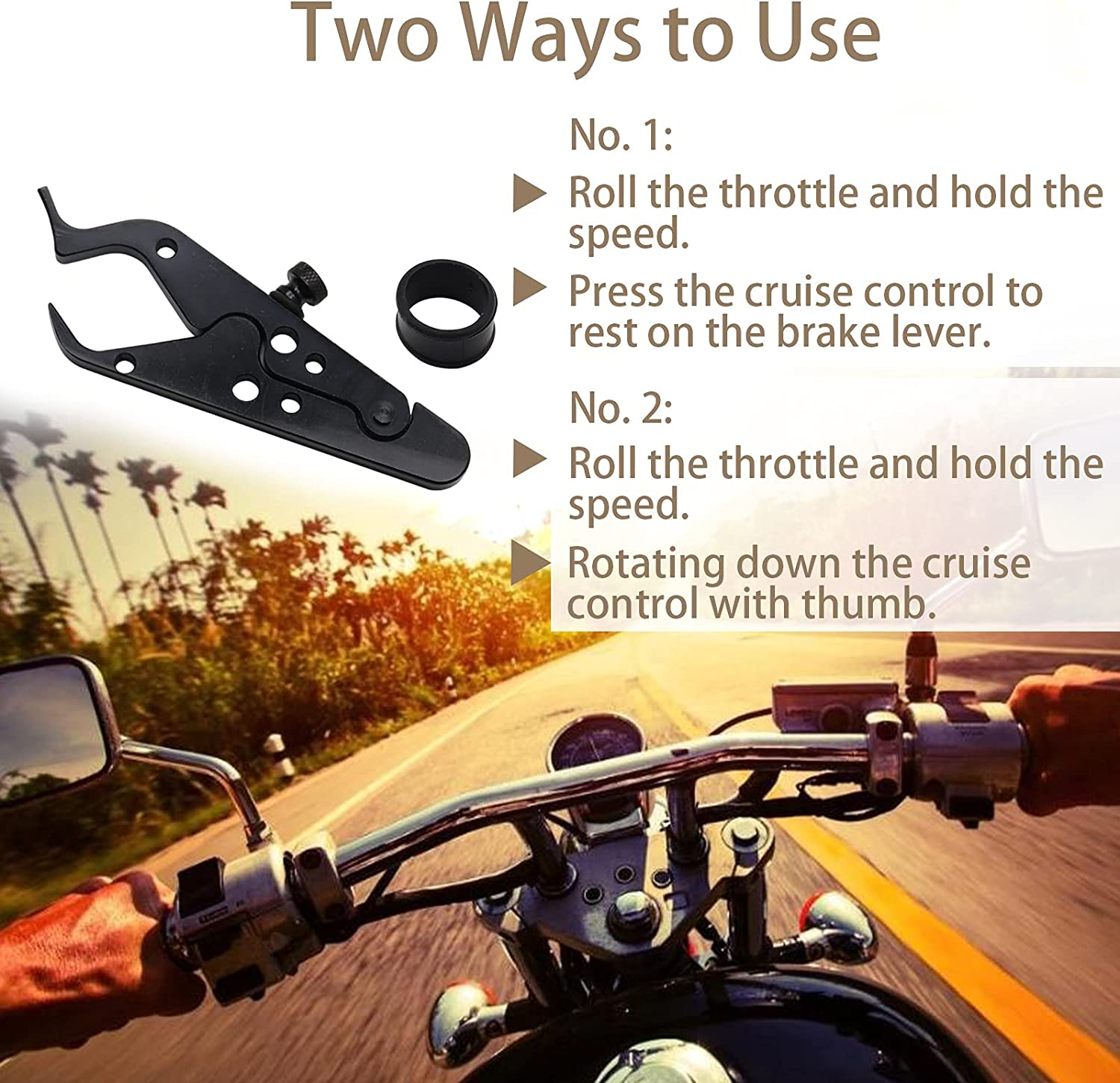 Throttle Lock Worthplanet Throttle Assist Wrist Hand Grip Lock Throttle Clamp Handlebar Control Assist Tool Cruise Throttle Clamp Aluminum with Silicone Ring for Motorcycle Sports Bikes W120031 image number 1