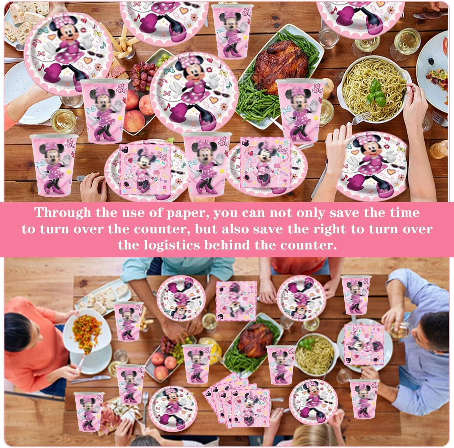 Minnie Birthday Party Tableware, 41 Pieces Minnie Mouse Party Tableware Birthday, Minnie Mouse Birthday Decoration, Party Tableware Children'S Birthday Decoration for Minnie, Children'S Birthday Party