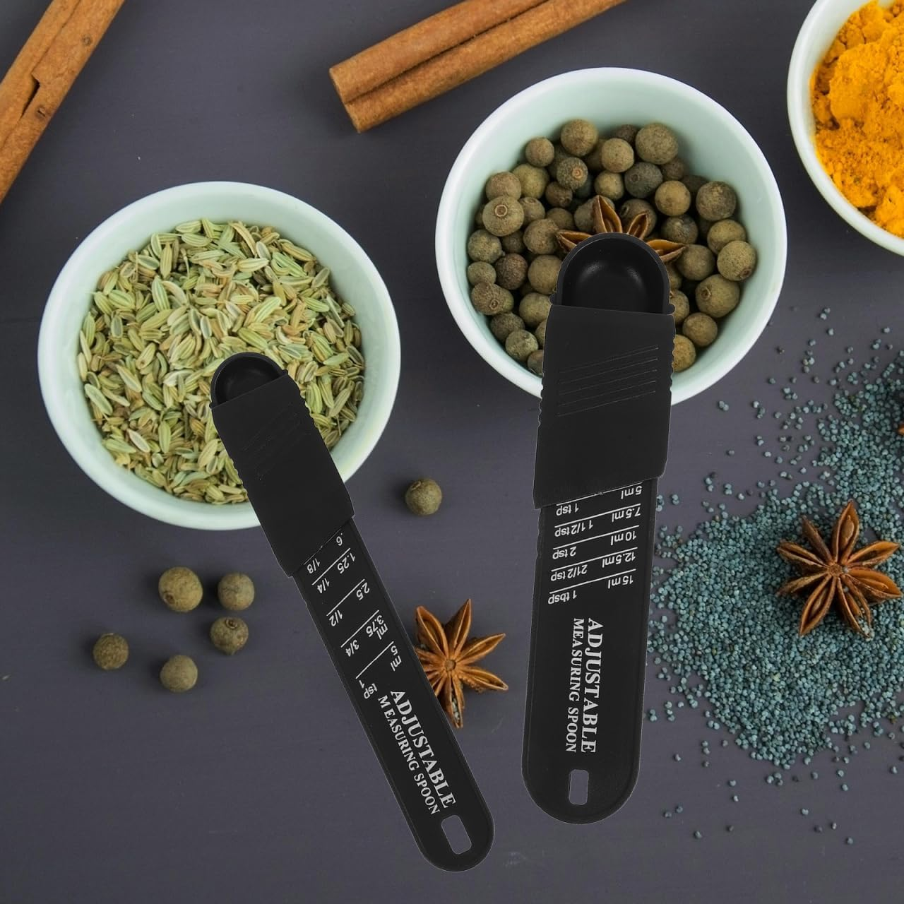 Cabilock Adjustable Measuring Spoon Set 2Pcs Sliding Scale Spoons for Accurate Baking Cooking Measurement of Powders and Liquids Kitchen Tool image number 5