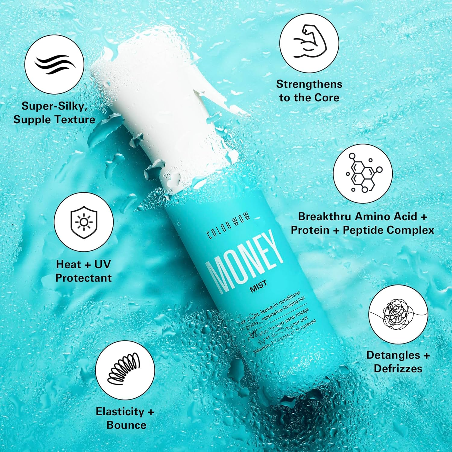 COLOR WOW MONEY MIST 150 Ml &ndash; Luxe Leave-In Conditioning Treatment for Glossy, Expensive-Looking Hair | Moisturizes, Defrizzes & Detangles for Smooth, Silky Texture