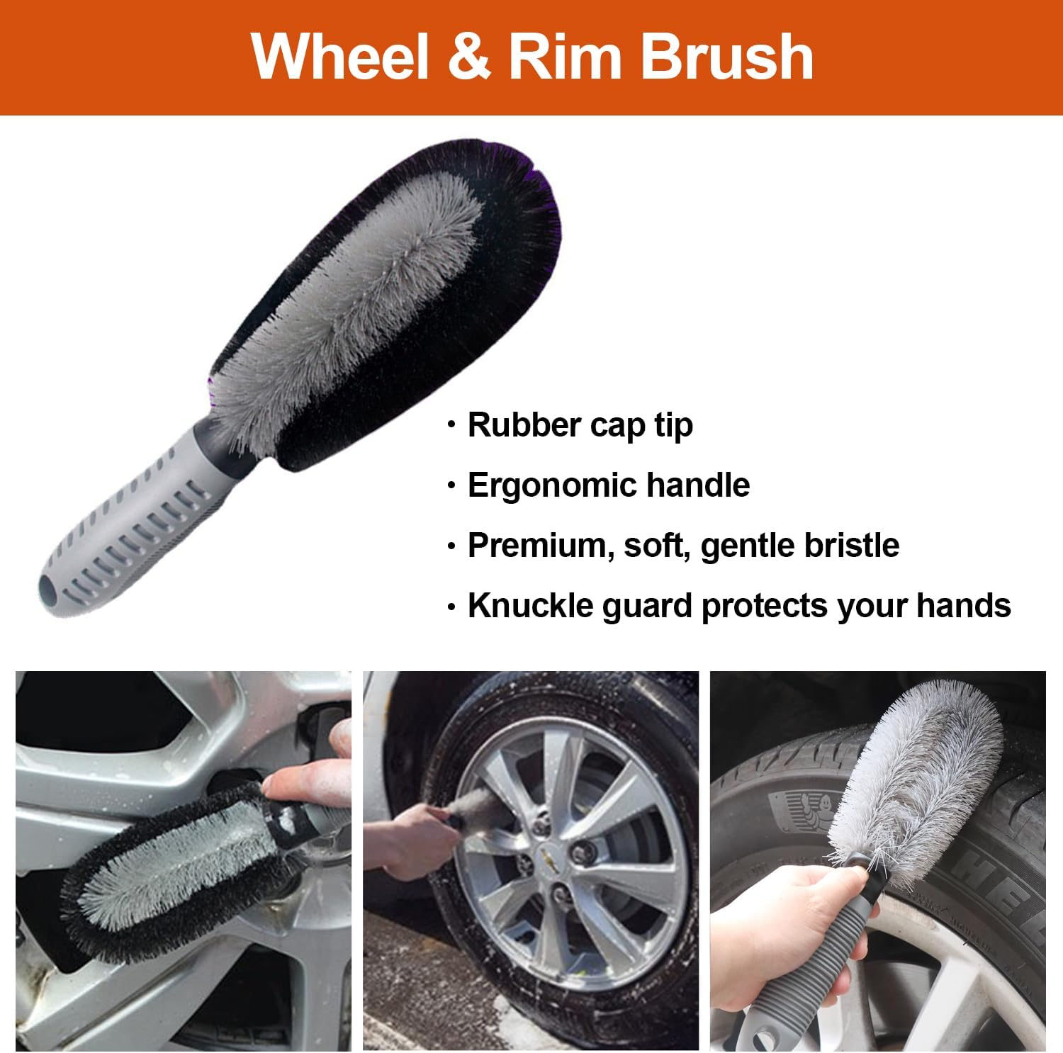 10 PCS Car Wash Tool Cleaning Kit with Storage Bag - Microfiber Mitts, Drying Towel, Waffle Cloths, Alloy Wheel Brush, 2 Detail Brushes, Valeting Essentials, Set