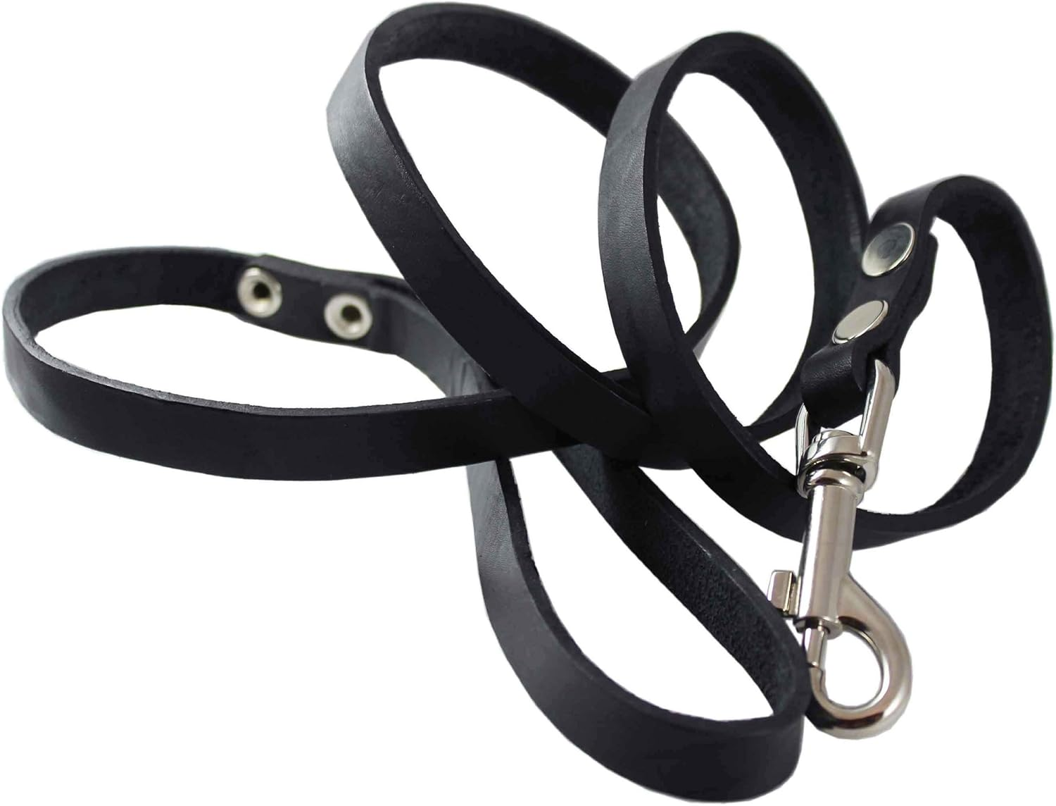 4' Genuine Leather Classic Heavy Duty Dog Lead Black 58'' Wide for Medium and Large Dogs image number 2