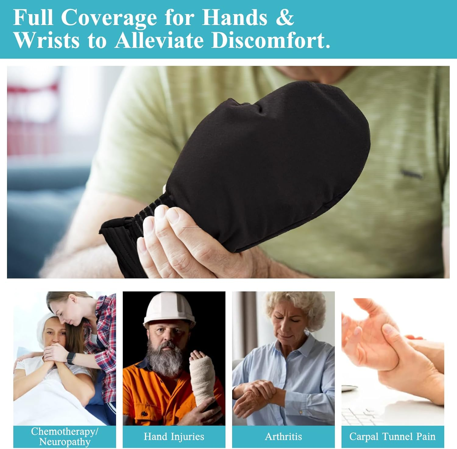 Hand Ice Pack Cold Gloves for Pain Relief and Chemotherapy Neuropathy, Reusable Gel Ice Gloves Cold Compress Cooling Gloves, 2 Reusable Gel Hot Packs for Hands, Carpal Tunnel image number 2