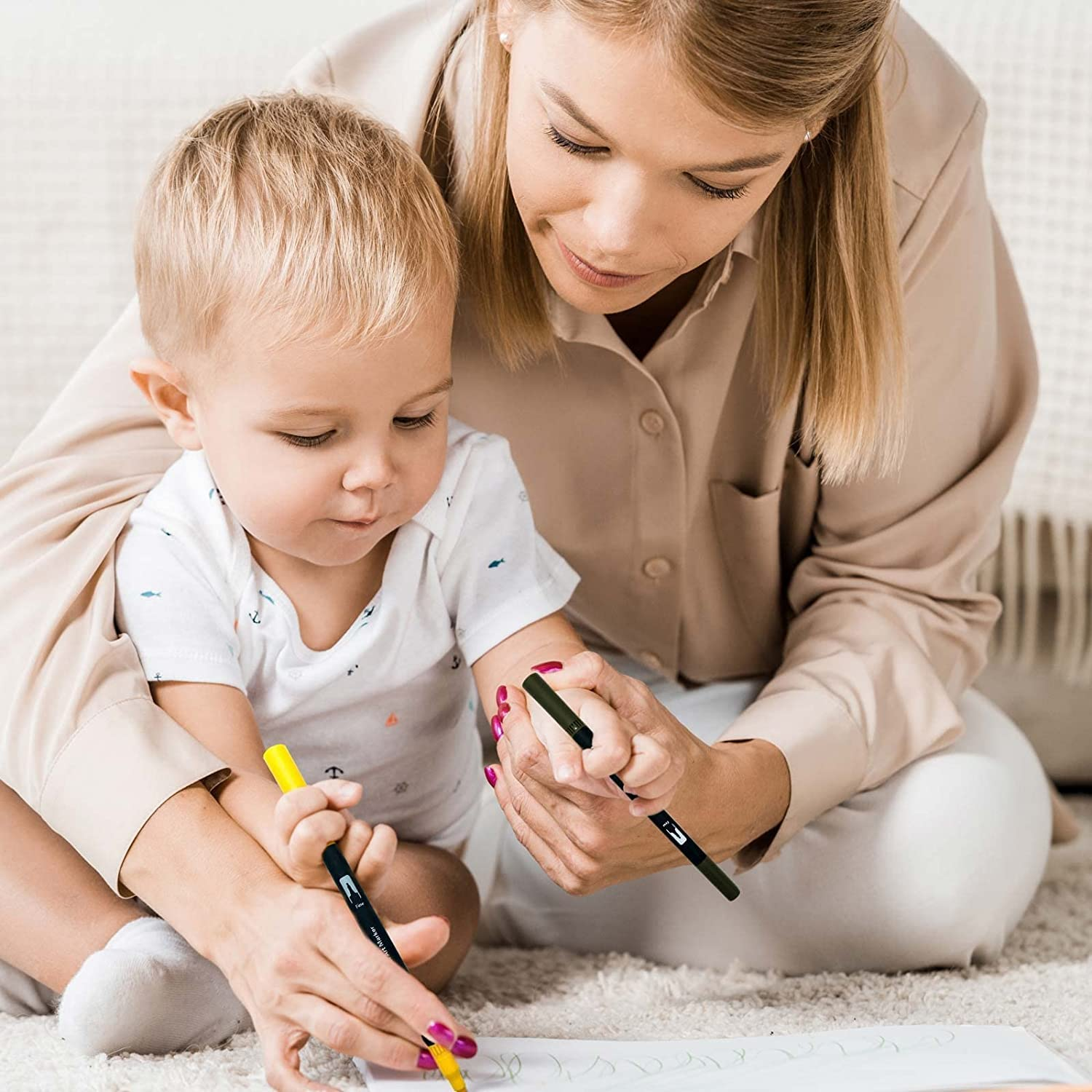 ZDY Dual Brush Pen Art Markers,12 Colored Highlighter Pen Brush and Fine Tip Markers for Kids Adult Coloring Books Bullet Journals Planners, Note Taking Coloring Writing, DIY Card Making image number 6