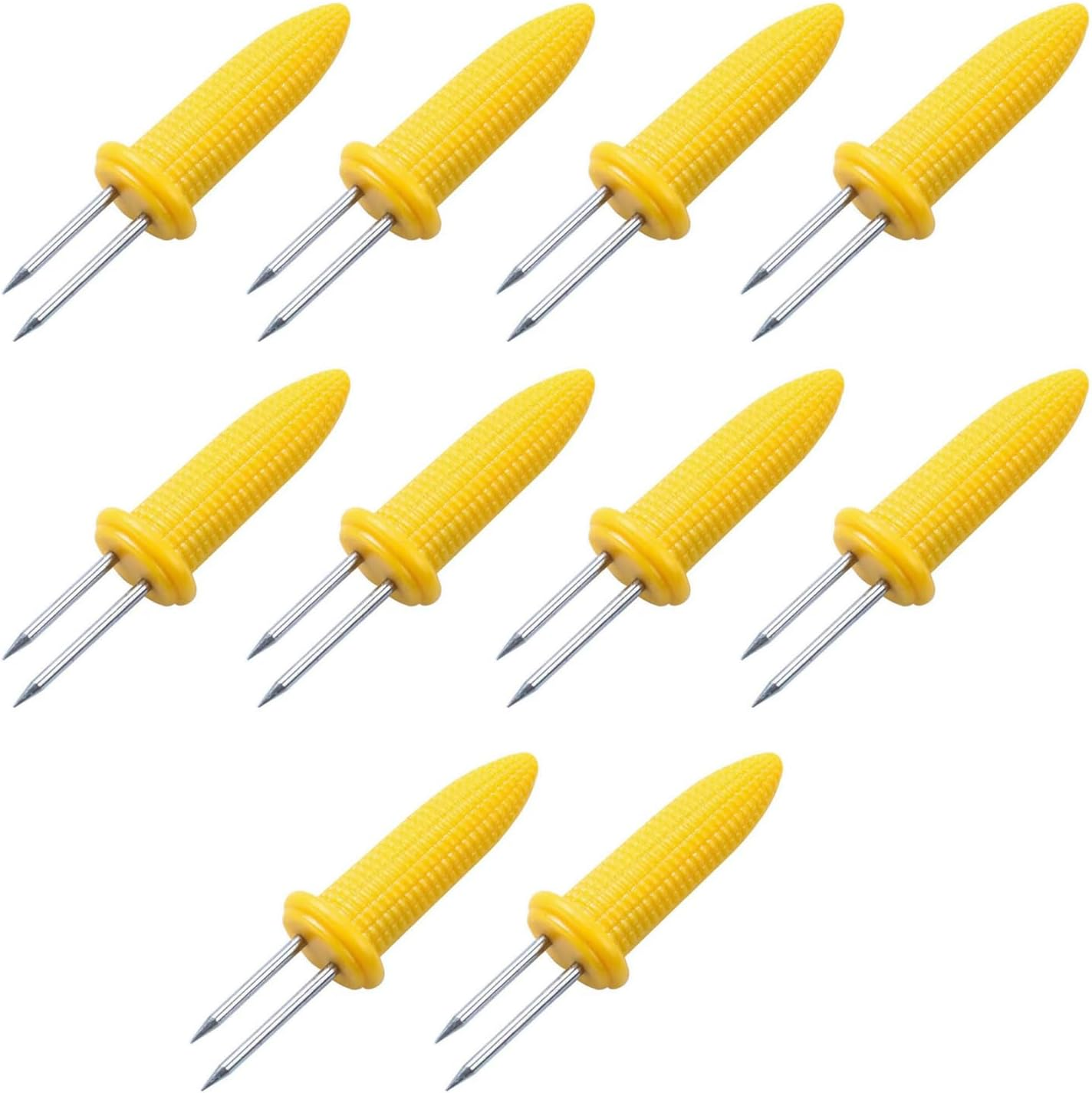 10 PCS Corn Holders,Corn on the Cob Skewers,Stainless Steel Corn Fork Barbecue Skewers Kitchen Tool for BBQ Twin Prong Sweetcorn Holders Home Cooking Fork image number 4