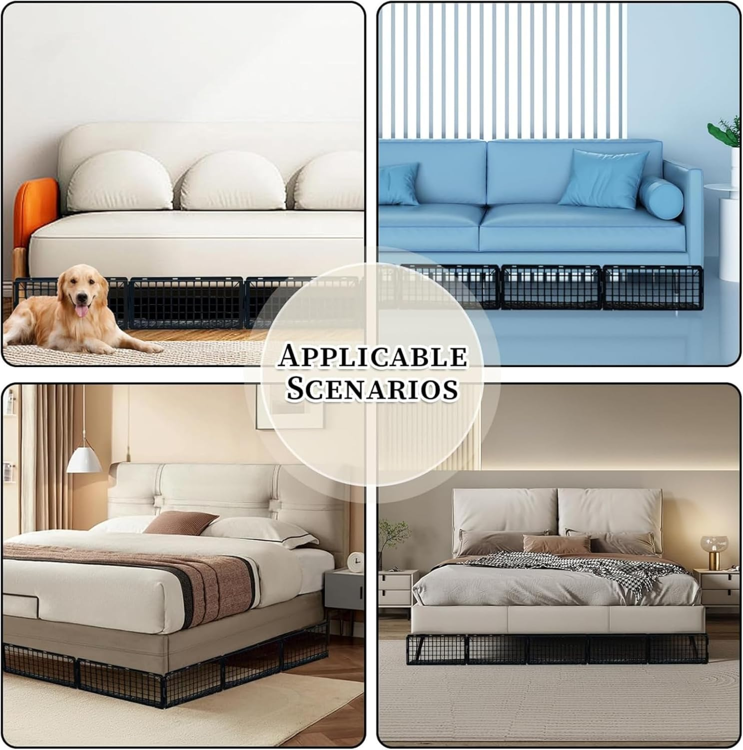 Under Couch Blocker, under Bed Blocker for Pets Toys Barrier,12 Pack Furniture Couch Guards Bumper for Stopping Cats Dogs from Getting under Sofa Gap,37 * 17Cm,Total Length 442Cm image number 5