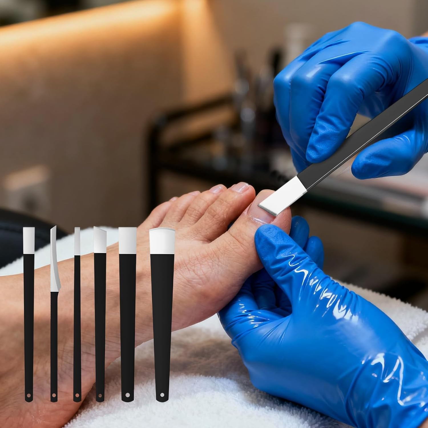 Stainless Steel Pedicure Set 6-Piece Professional Ingrown Toenails Set with Callus Obe, Pedicure Knife, Nail Lifter, Foot Care Set with Storage Box for Home, Travel Podiatry Instruments image number 5