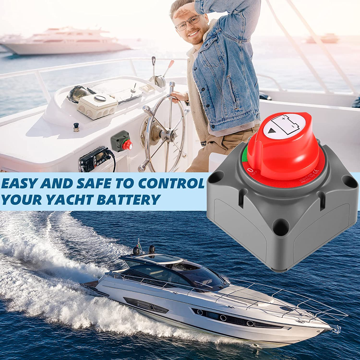 Battery Disconnect Switch, 12V-48V Battery Isolator Switch, 275 Amps High Current Battery Power Cut off Master Switch, Heavy Duty Marine Switch for Car RV Marine Boat Yacht Truck Vehicle image number 1