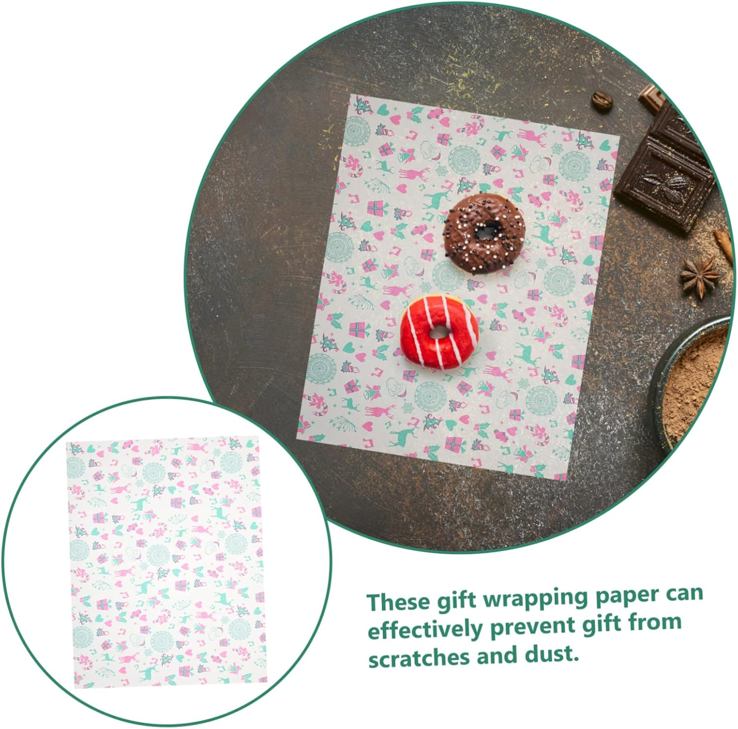 100Pcs Baking Paper Xmas Grease Proof Paper Grease Proof Wrapping Paper Christmas Wrapping Tissue Xmas Design Paper Liners Snacks Paper Christmas Wrapping Paper Wax Paper for Food