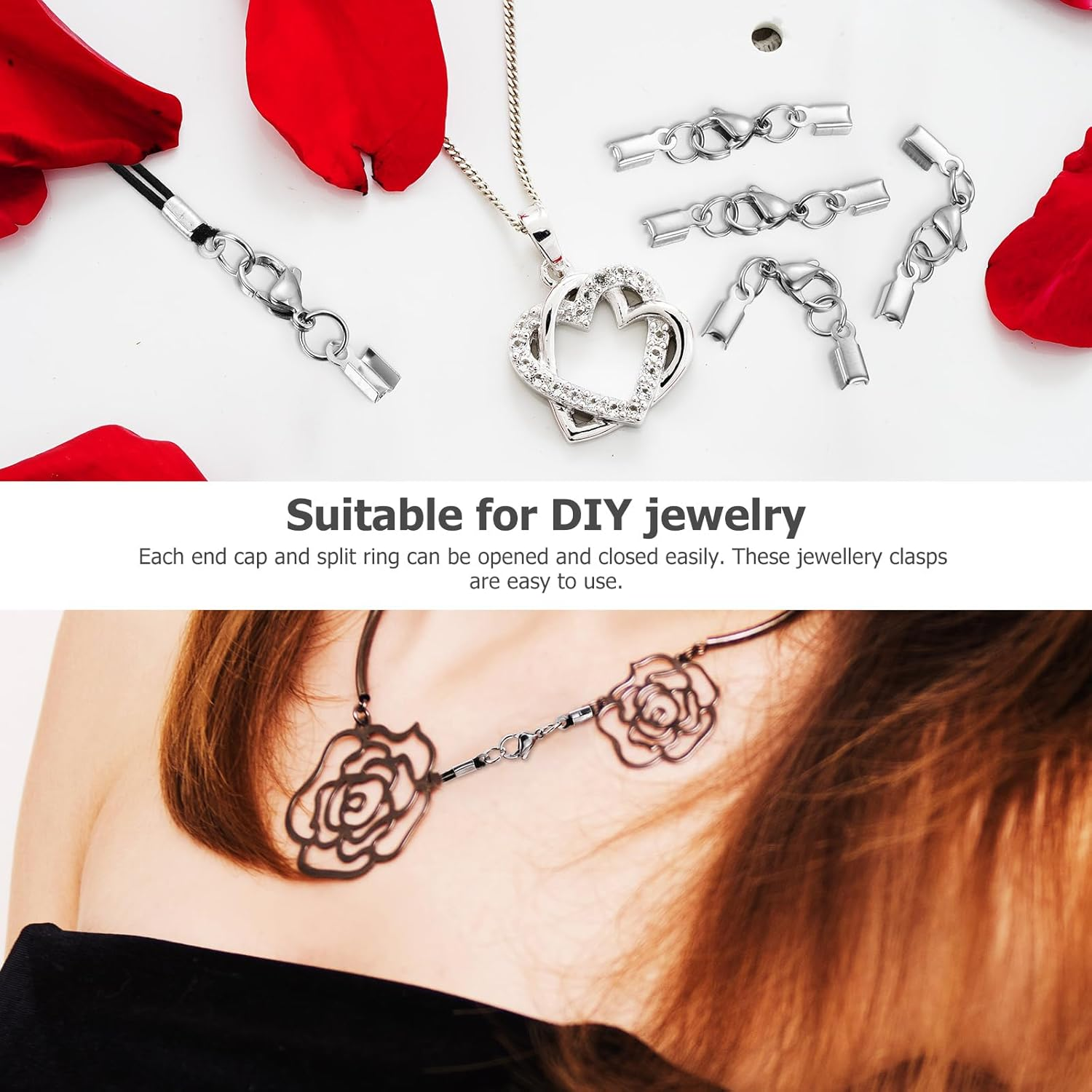 TEHAUX 80Pcs Lobster Clasp, Necklace Clasps and Closures Jewellery Clasp Clips Stainless Steel Lobster Claw Clasps Jump Rings Lobster Clasp for DIY Necklace Bracelets Jewelry Making Accessories image number 6