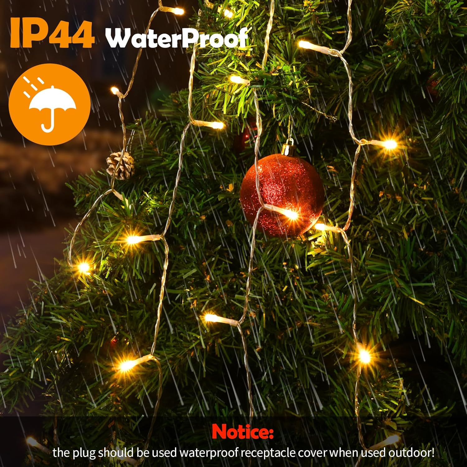 Banaone Outdoor Christmas String Lights, 350 Leds, 9 Strands 3.5M, Christmas Tree Garland with 8 Modes, Waterproof, Ideal for Garden, Parties, Indoor and Outdoor (Warm White) image number 4