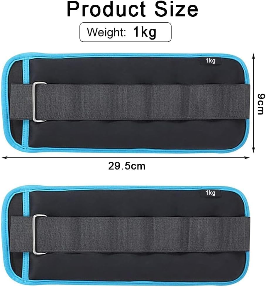 2 Pcs Ankle Weights, 1Kg Weighted Sandbag Wrist Weights, Adjustable Leg Weights for Fitness Jogging Walking Workout, for Man, Women, Strength Training Wrist Weights Sets