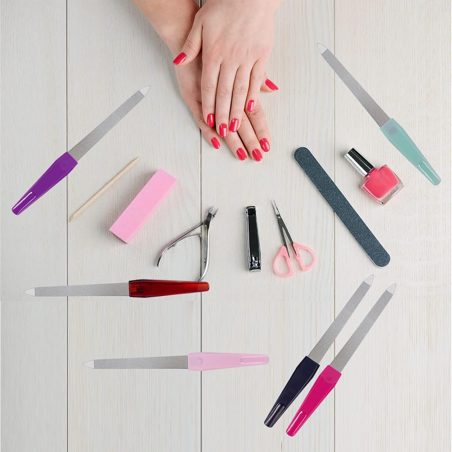 Metal Nail File (6 Pcs), Nail Files for Natural Nails Made of Stainless Steel, Sword Fingernail Files with Sharp Pointed Tip Non Slip Handle, Diamond Finger Nail Filers for Women Sapphire Grit image number 5