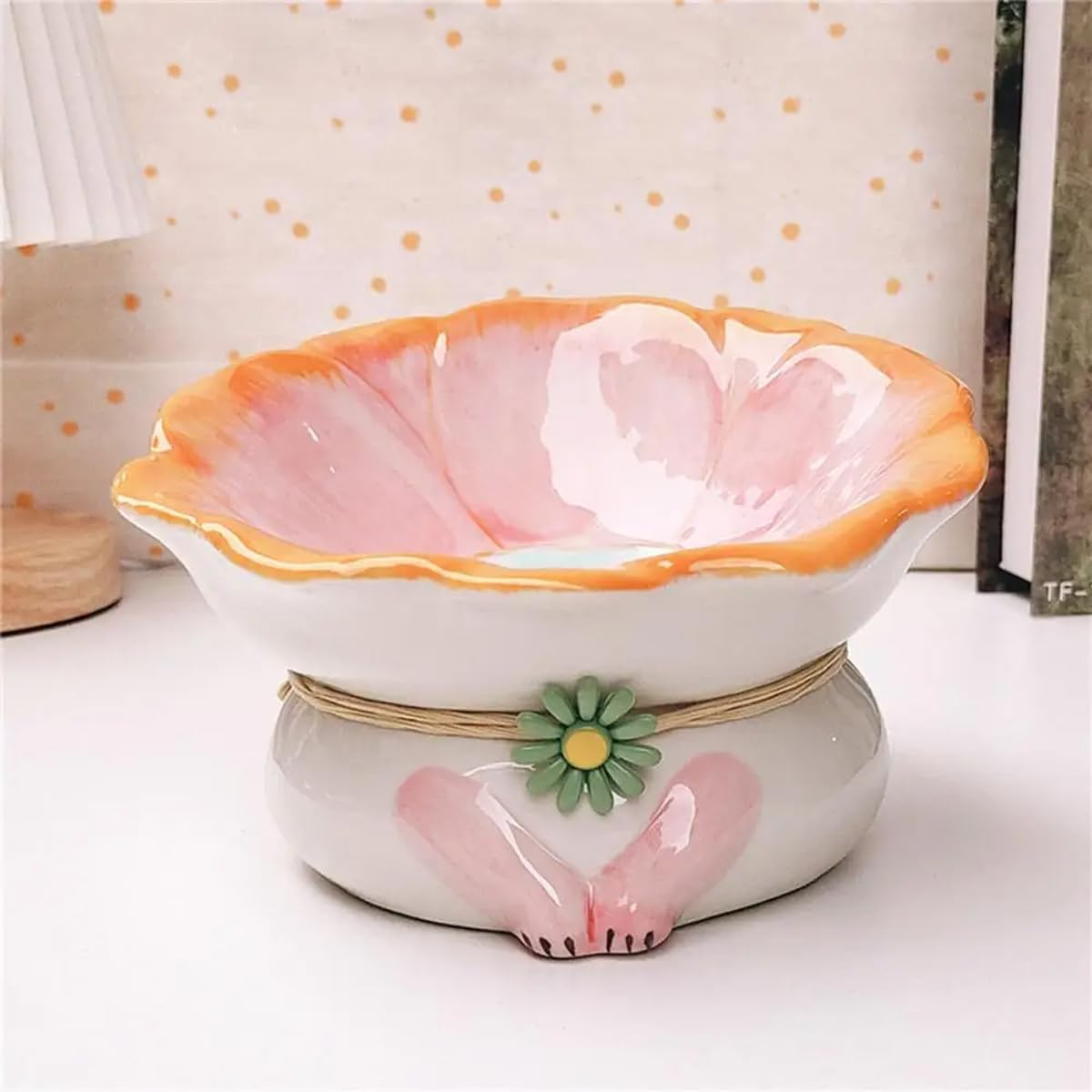 AIMALL Tilted Ceramic Cat Bowl for Neck Protection, 15&deg; Tilt Design Elevated Pet Food and Water Dish, Non-Slip Tall Cat Basin, Ideal for Cats and Small Dogs - Pink image number 5