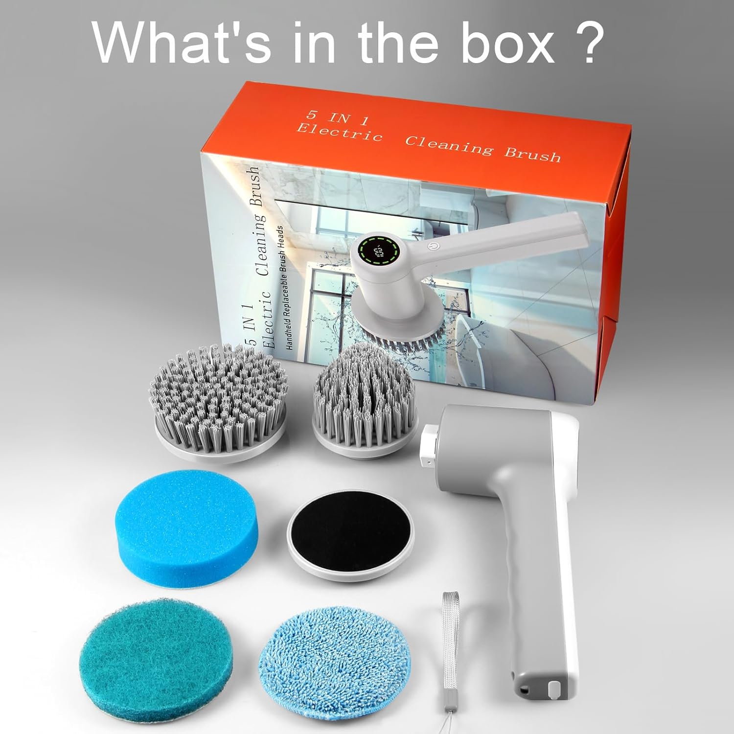 Cordless Electric Spin Scrubber &ndash; 5-In-1 Waterproof Brush Set with 2 Speeds & LED Display | Ideal for Bathroom Grout, Kitchen Grease, Tile & Tubs image number 6
