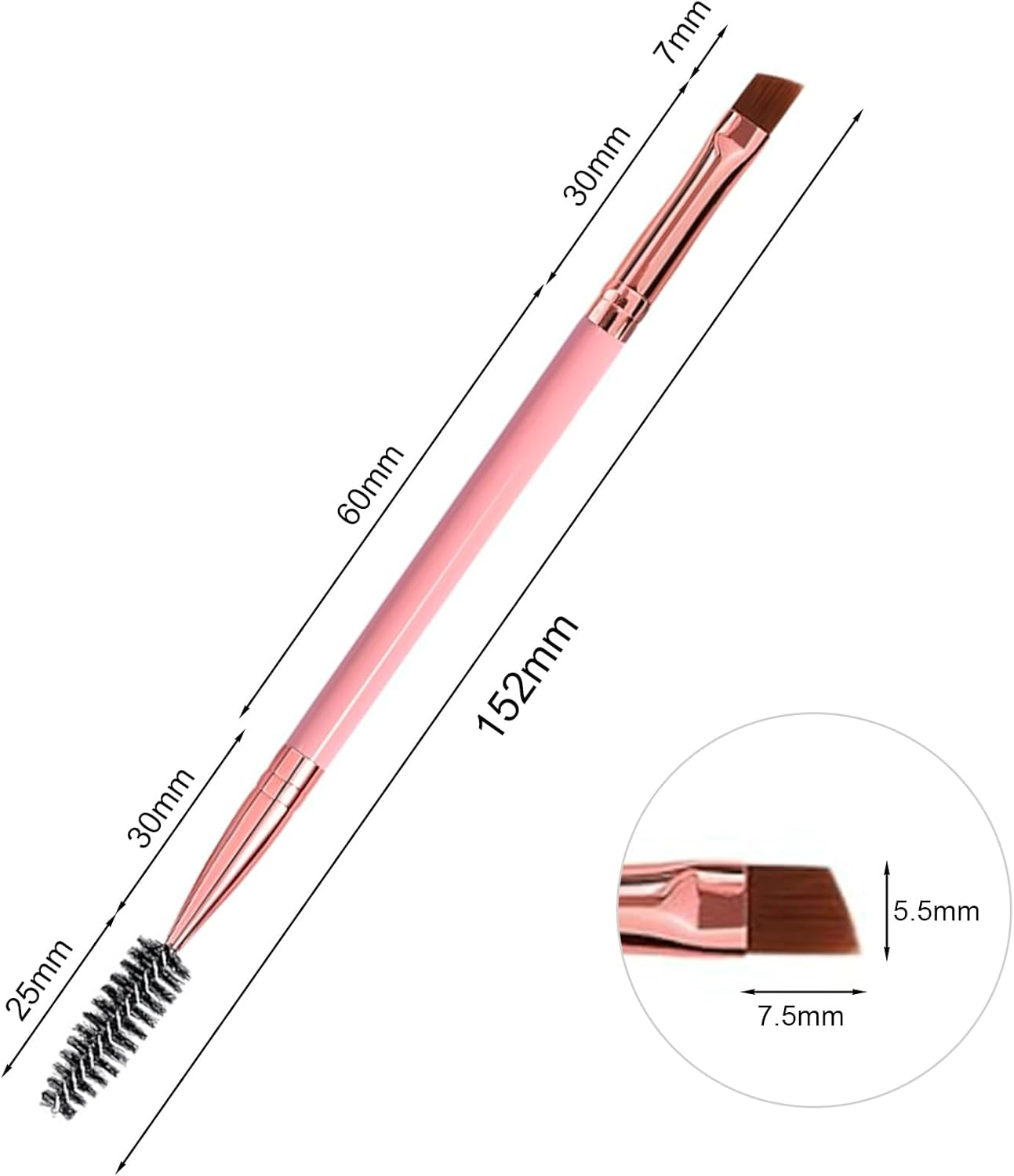 Xolixorium Duo Eyebrow Brush Spoolie Brush and Angled Brow Brush Eyelash Brush for Eye Makeup 5Pcs Set with Professional Spoolies for Precise Application Pink Color image number 5