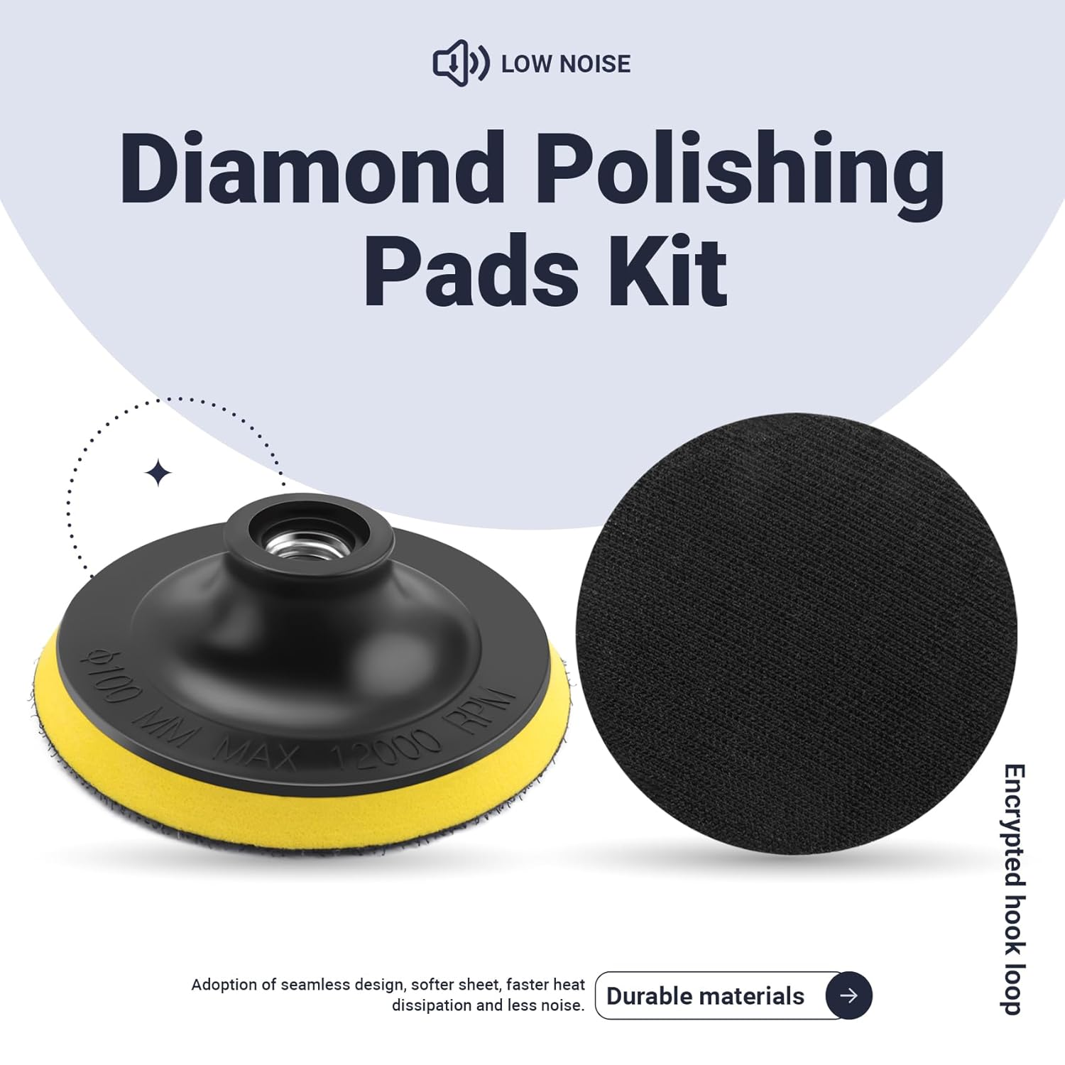 16Pcs Polishing Pads Kit 4 Inch 100Mm Wet/Dry for Stone Concrete Marble Polishing Use Grinding Discs Set