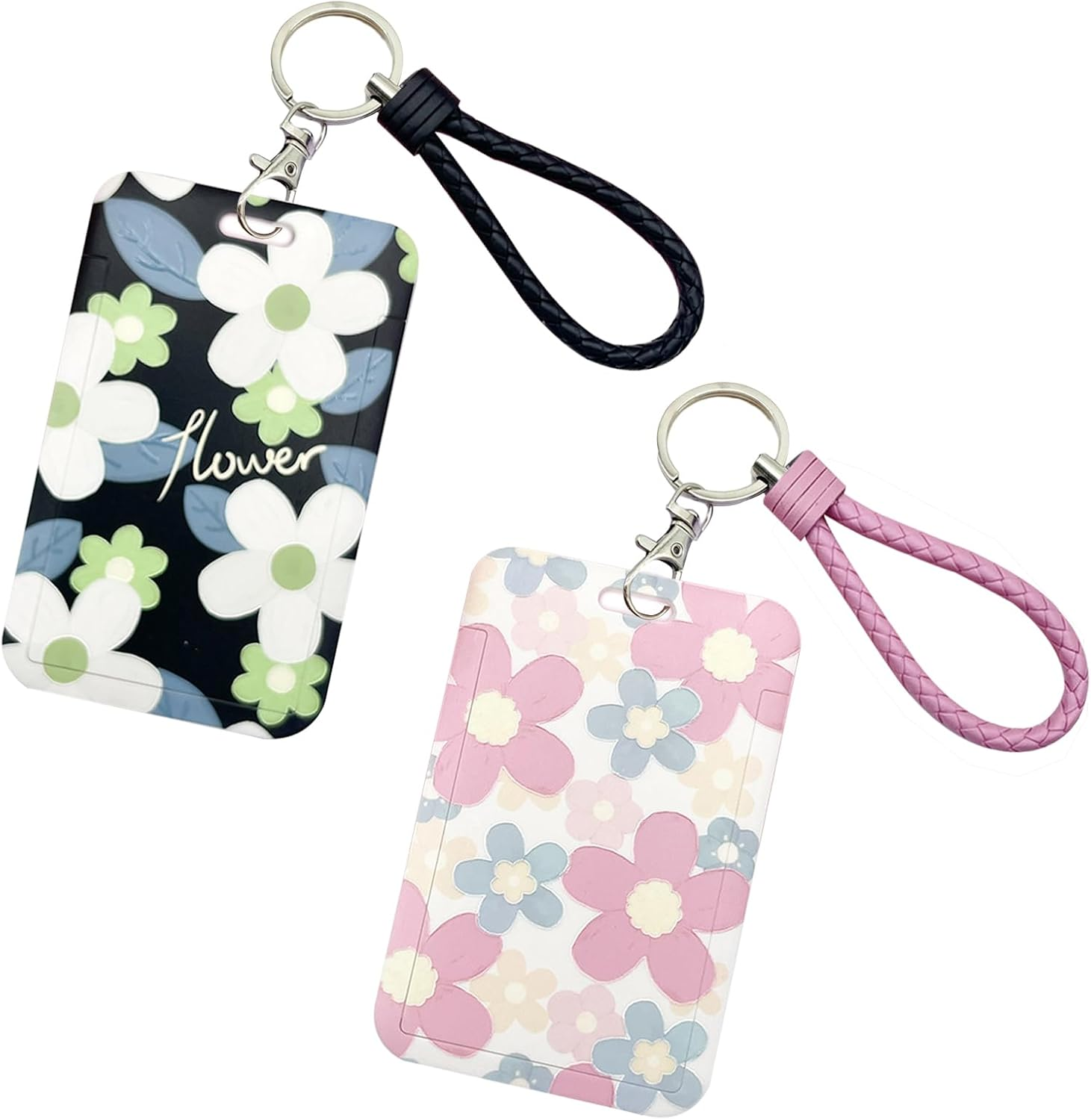 2 Pcs Kpop Photocard Holder Keychain Cute Bear Strawberry Kpop ID Badge Holder with Keychain Badge Reel Stationery for Back to School Student Bus Card Pendant Keychain (Pink), DTR42