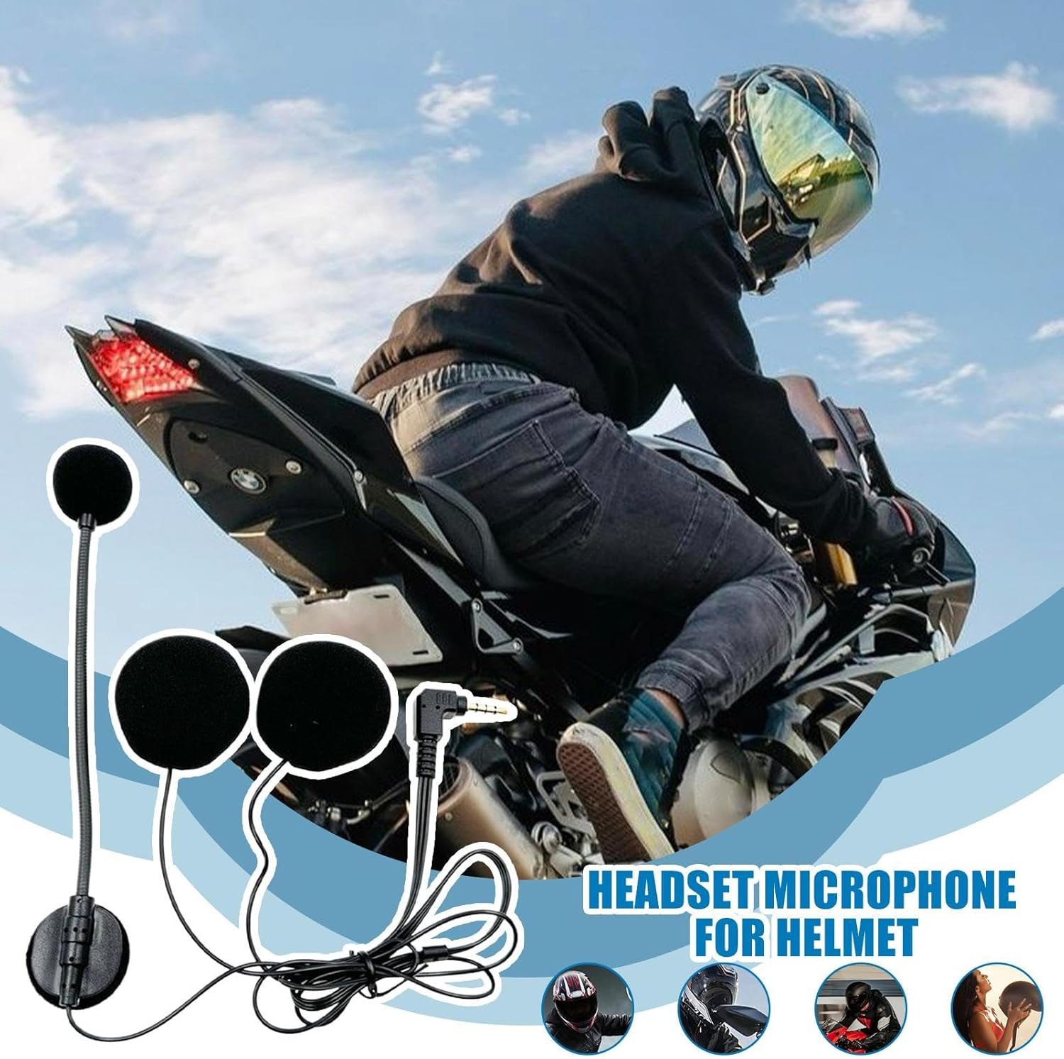 Motorcycle Helmet Headset,Headphones for Motorcycle Helmet | High-Definition Audio Modular Communication System for Powersports Riding Adventure Touring Snowmobile Racing image number 1