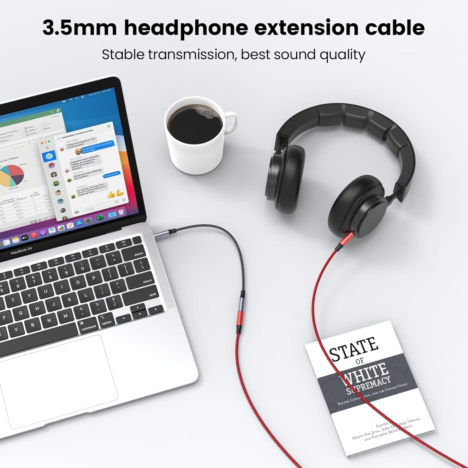 MOSWAG 3.5Mm Male to Female Extension Cable with Microphone Stereo Audio Adapter Nylon Braided Compatible for Home/Car Stereos Smartphones Headphones Tablets Media Players and More