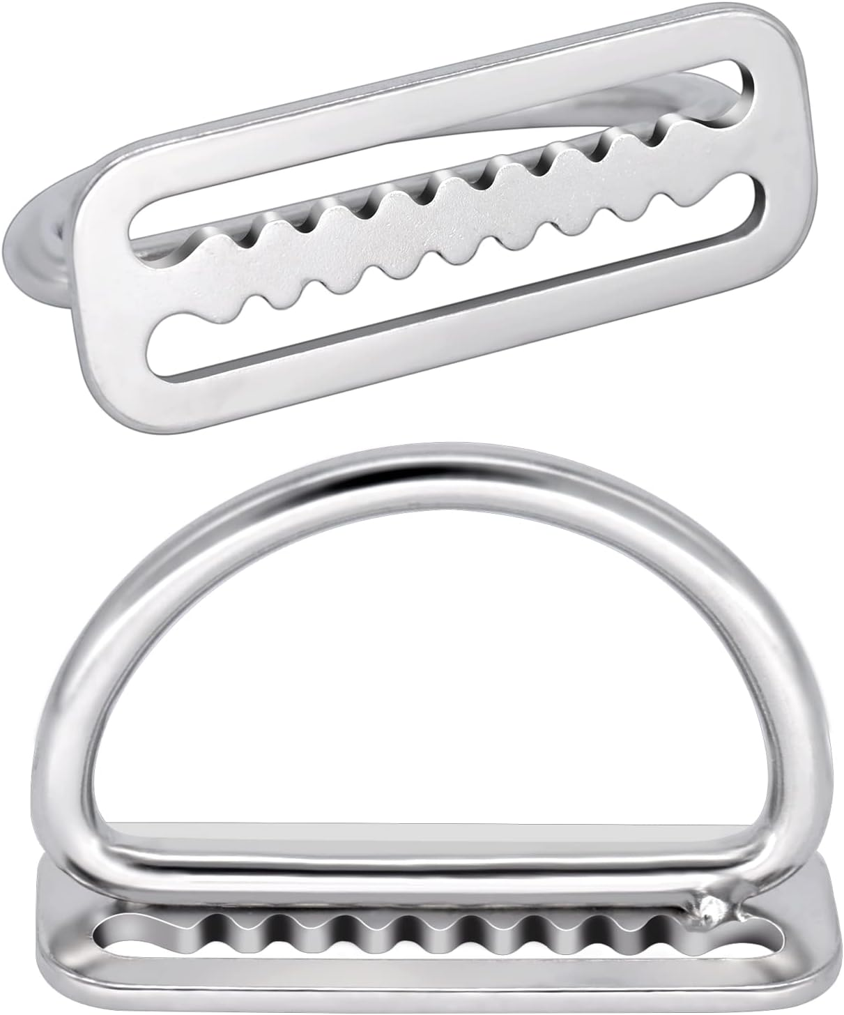 Dawitrly 2Pack Weight Belt Keeper, 5Cm/2'' Stainless Steel Serrated Scuba Diving Weight Belt Retainer Stopper with D Ring for Dive Gear and BCD Accessories