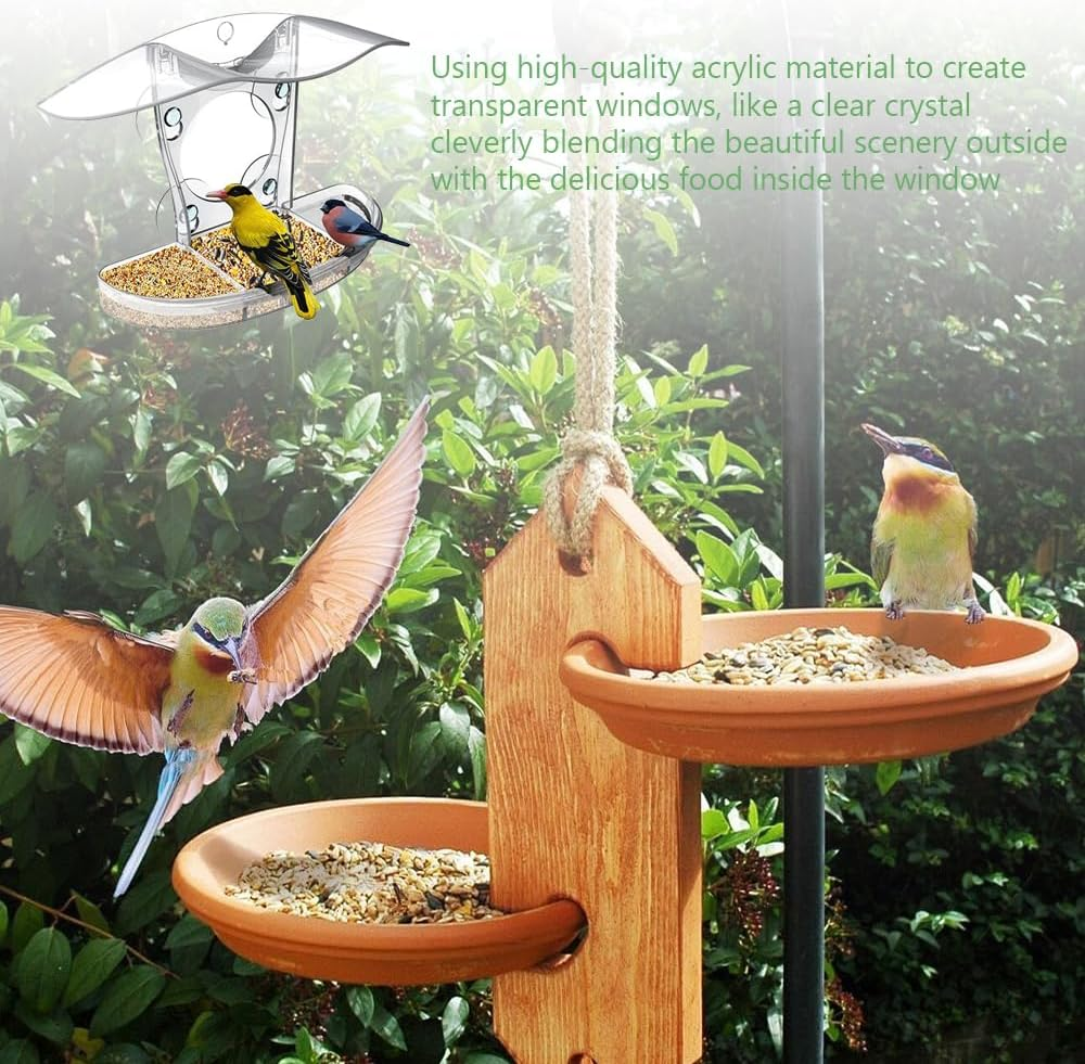 Window Bird Feeder,Clear Feeder,Outdoor Bird House,Wildbird Feed Tool,Acrylic Bird Cage,For Observation, Easy to Clean Outdoor Animal House for Wild Animal Watching,For Seniors, Bird Lovers image number 4