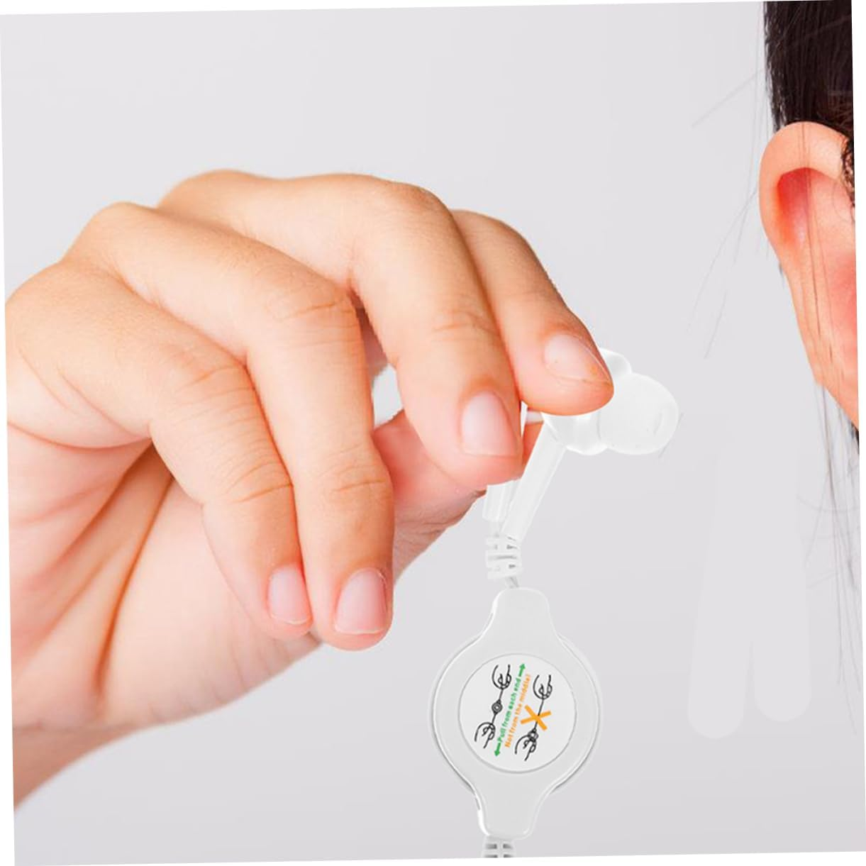 HONMEET 2Pcs Retractable Earphones In-Ear Earbuds with Noise-Canceling Technology Adjustable Length Wired Headphones for Travel and Daily Use White image number 6