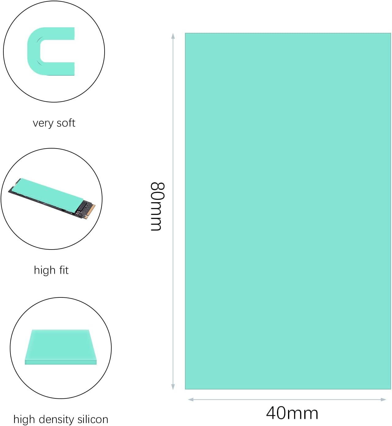 Thermal Pad, Thermalright JLJ Silicone Thermal Pads, High Temperature Resistance and Non Conductive for Laptop Heatsink/Gpu/Cpu/Led Cooler (80X40X1.5Mm) image number 1