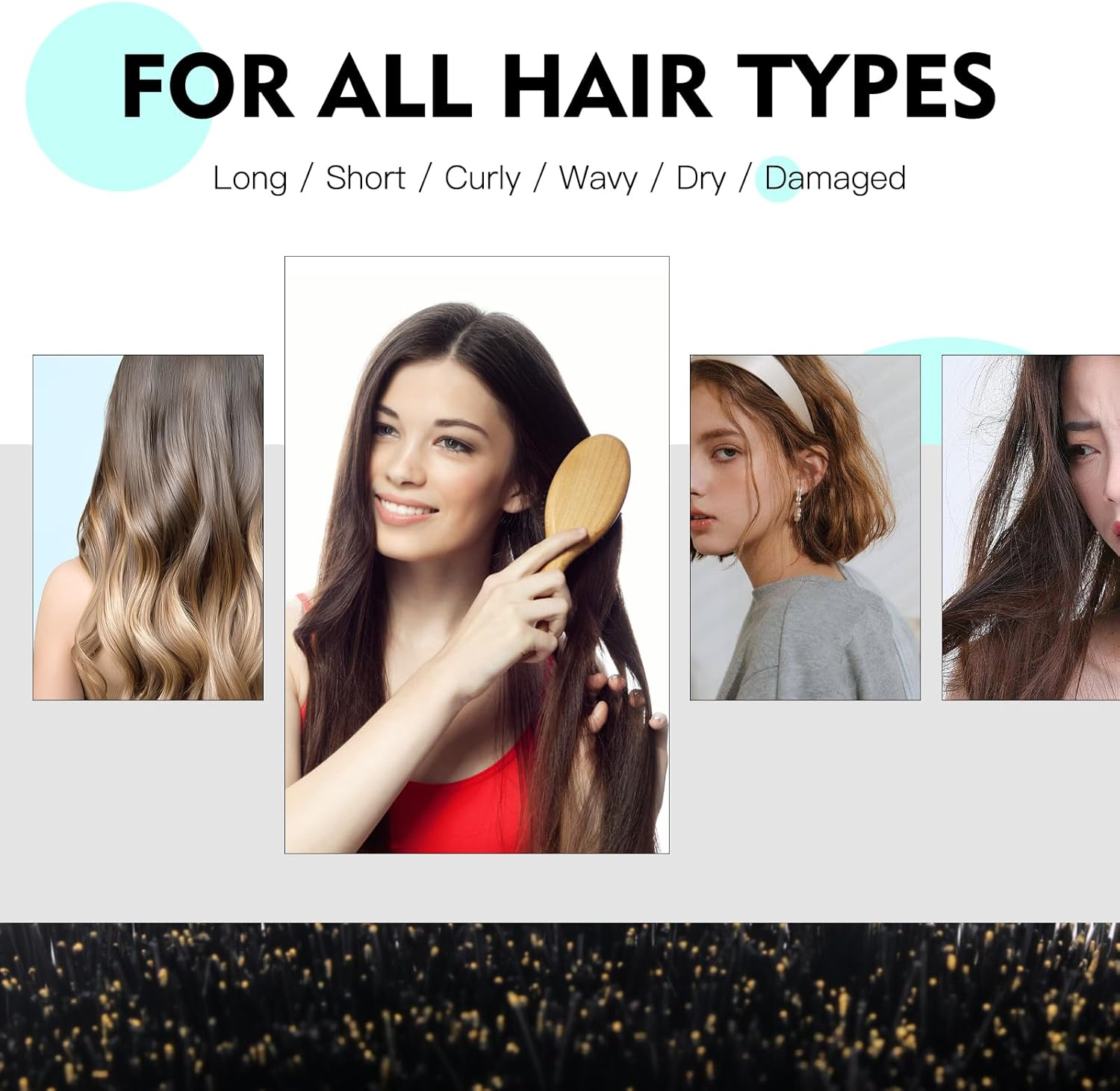 100% Boar Bristle Hair Brush, Eco-Friendly Hairbrush for Women Men & Kids, Hair Smoothing and Massaging Detangling, Enhance Shine & Health, Professional Hair Brush for All Hair Types image number 6