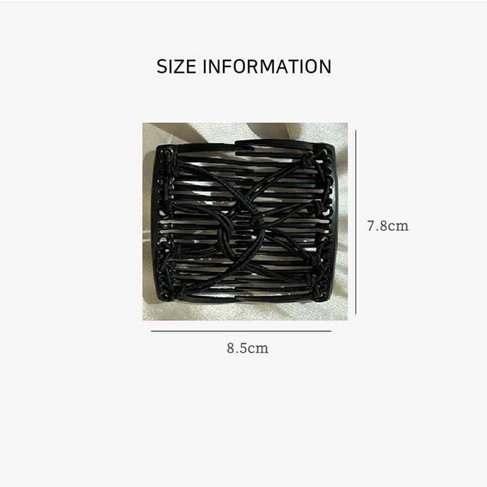 Black Adjustable Magic Hair Clip Combs,Stretchy Double Comb Hair Clip,No Crease Hair Pins Double Slides Hairpins Combs Women Hair Styling Magic Hair Combs for Women Accessories image number 4